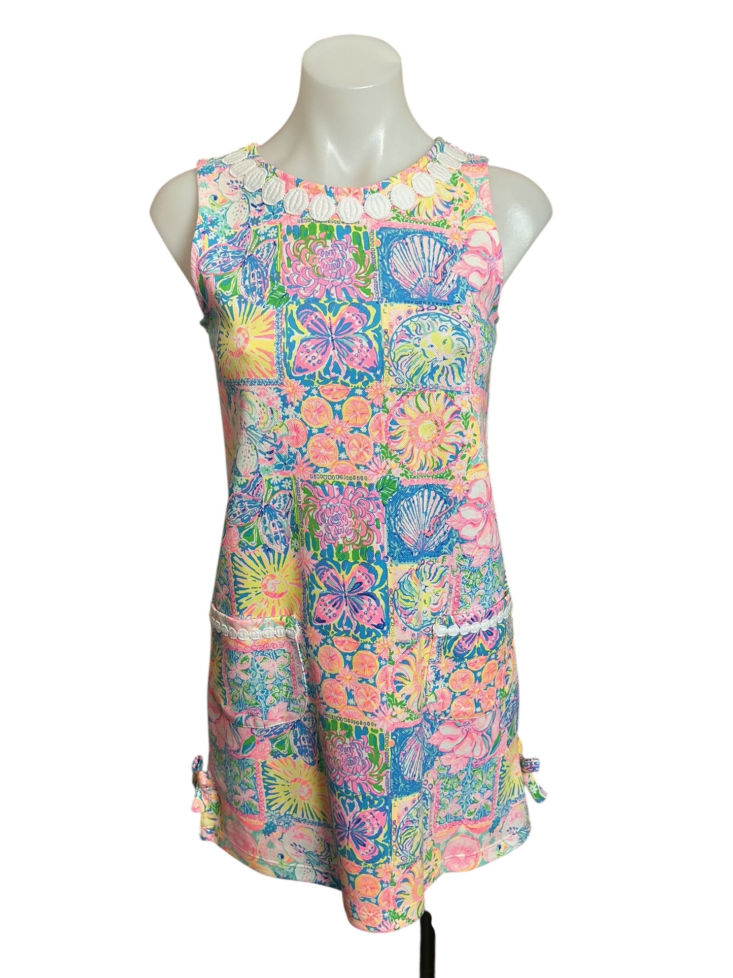 Lilly Pulitzer NWT Girls Little Lilly Knit Shift Dress Multi Patch My Drift - Size XL (12-14)