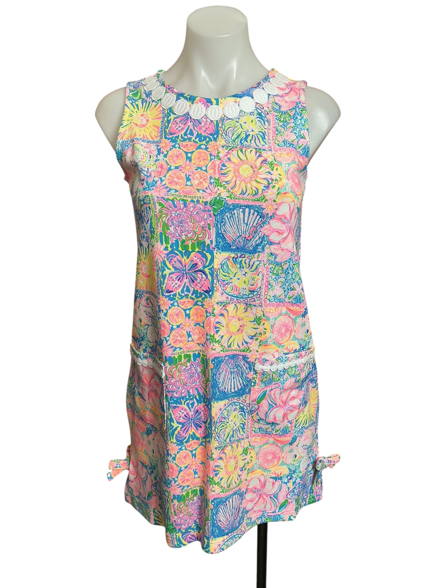Lilly Pulitzer NWT Girls Little Lilly Knit Shift Dress Multi Patch My Drift - Size XL (12-14)