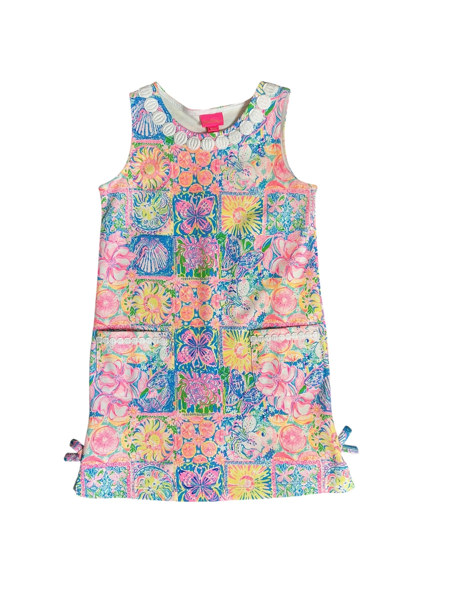 Lilly Pulitzer NWT Girls Little Lilly Knit Shift Dress Multi Patch My Drift - Size L  (8-10)