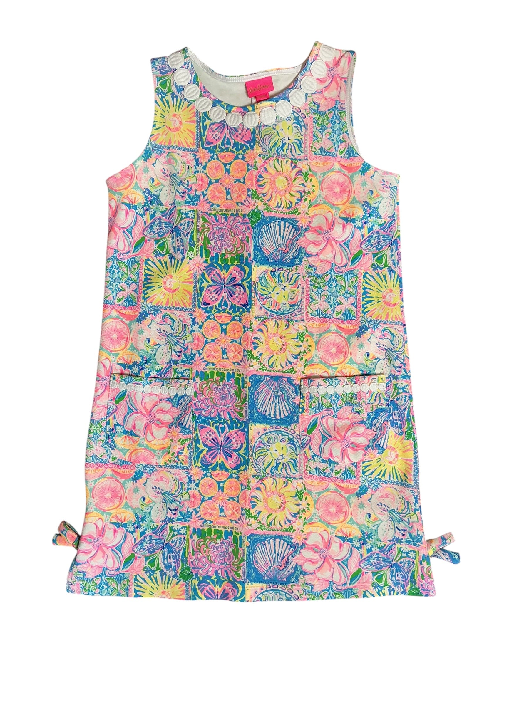 Lilly Pulitzer NWT Girls Little Lilly Knit Shift Dress Multi Patch My Drift - Size XL (12-14)
