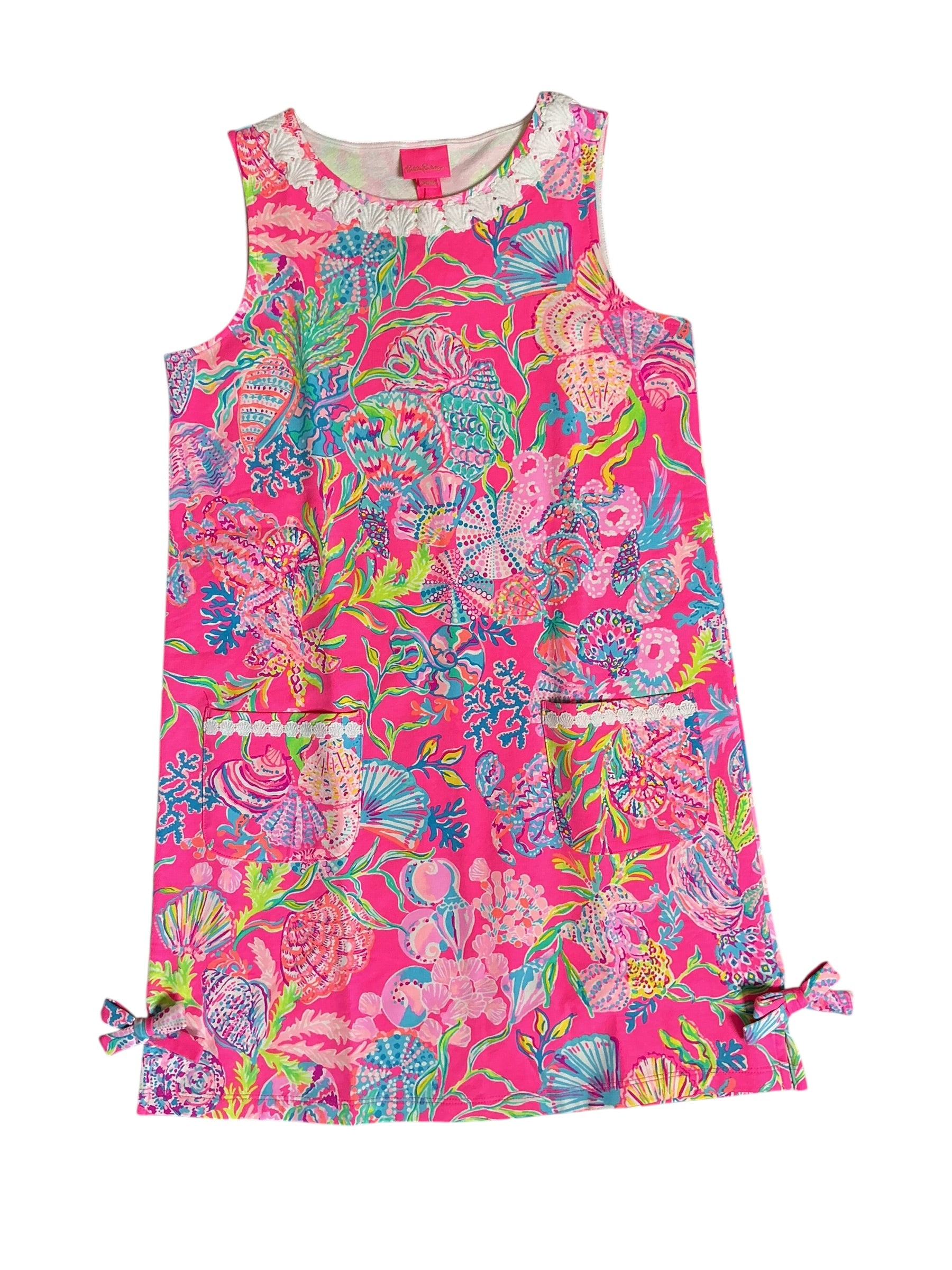 Lilly Pulitzer NWT Girls Lilly Knit Shift Dress Pink Isle Shell Me Something Good - Size XL (12-14)