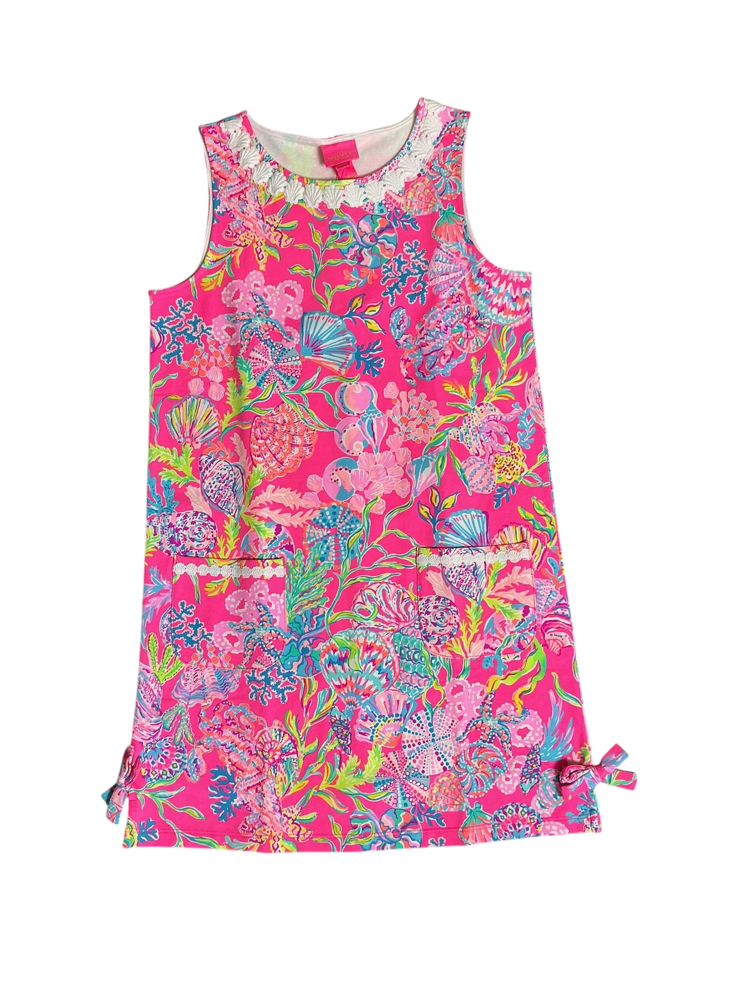 Lilly Pulitzer NWT Girls Lilly Knit Shift Dress Pink Isle Shell Me Something Good - Size XL (12-14)