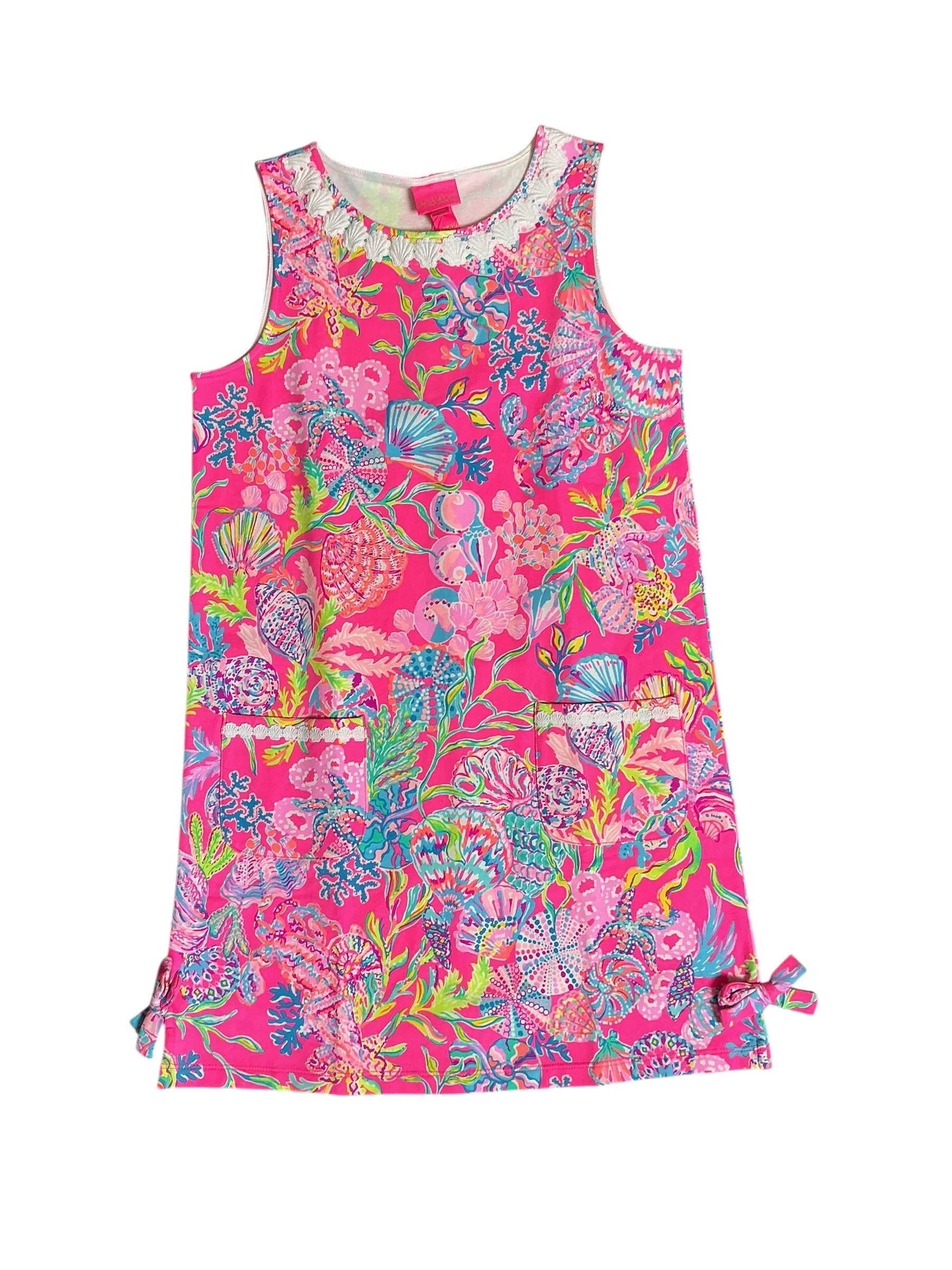 Lilly Pulitzer NWT Girls Lilly Knit Shift Dress Pink Isle Shell Me Something Good - Size XL (12-14)