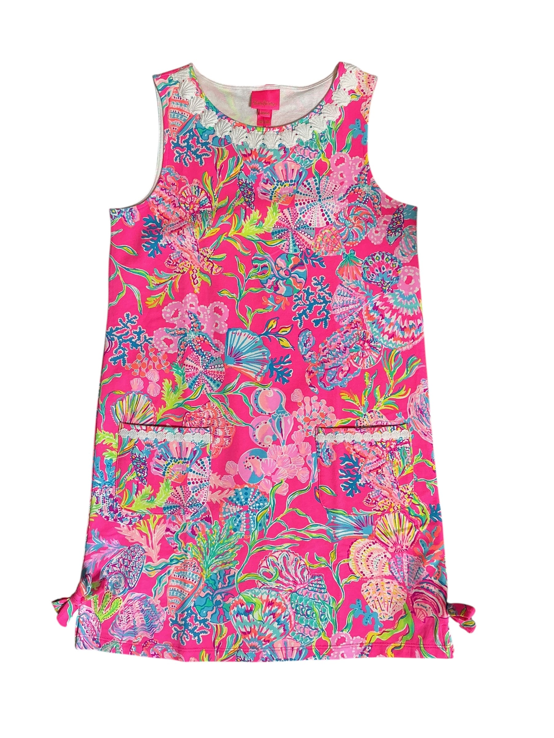 Lilly Pulitzer NWT Girls Lilly Knit Shift Dress Pink Isle Shell Me Something Good - Size XL (12-14)
