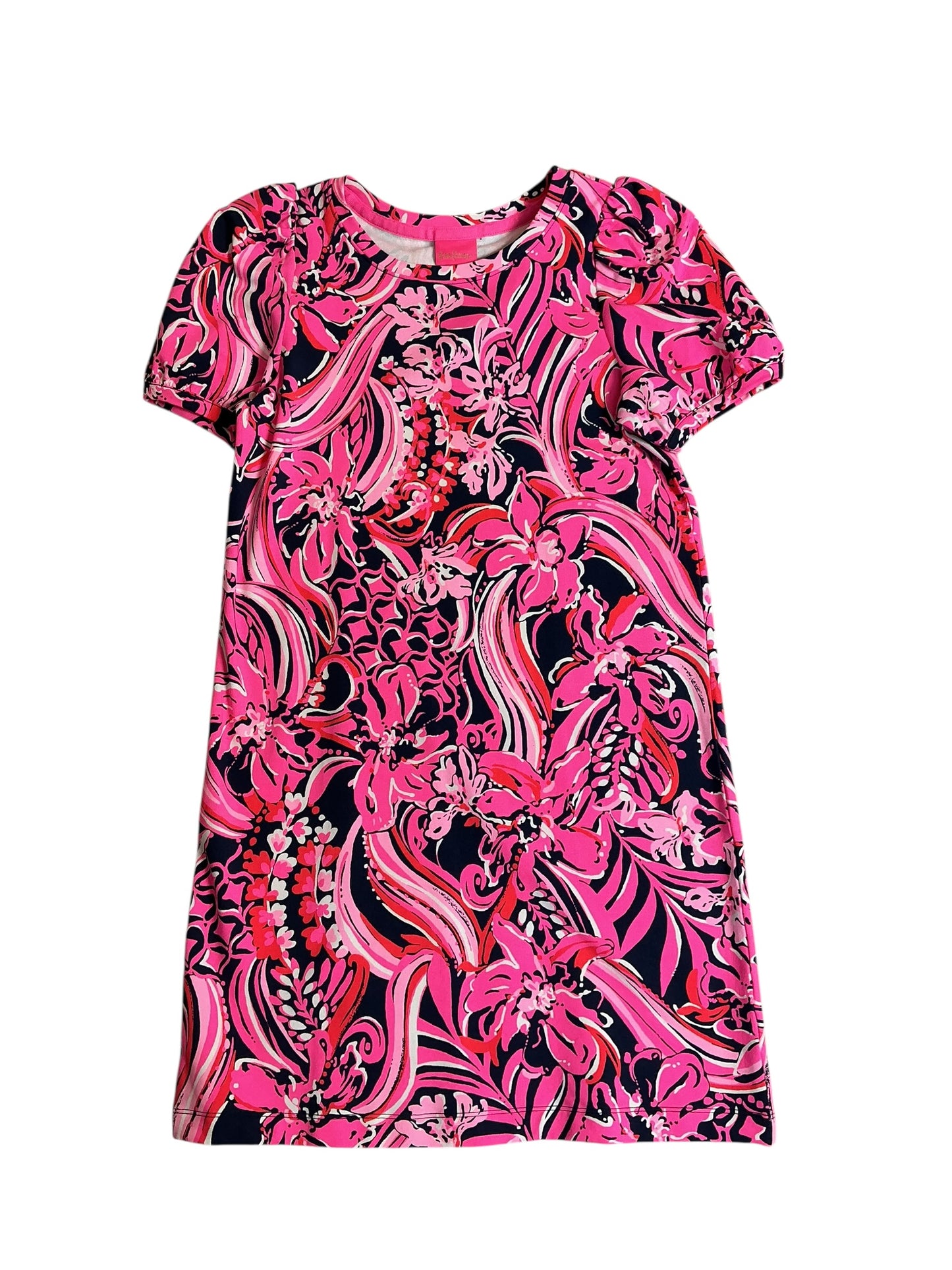 Lilly Pulitzer NWT Girls Mini Rhett Dress Low Tide Navy Flirty Fins And Feather - Size XL