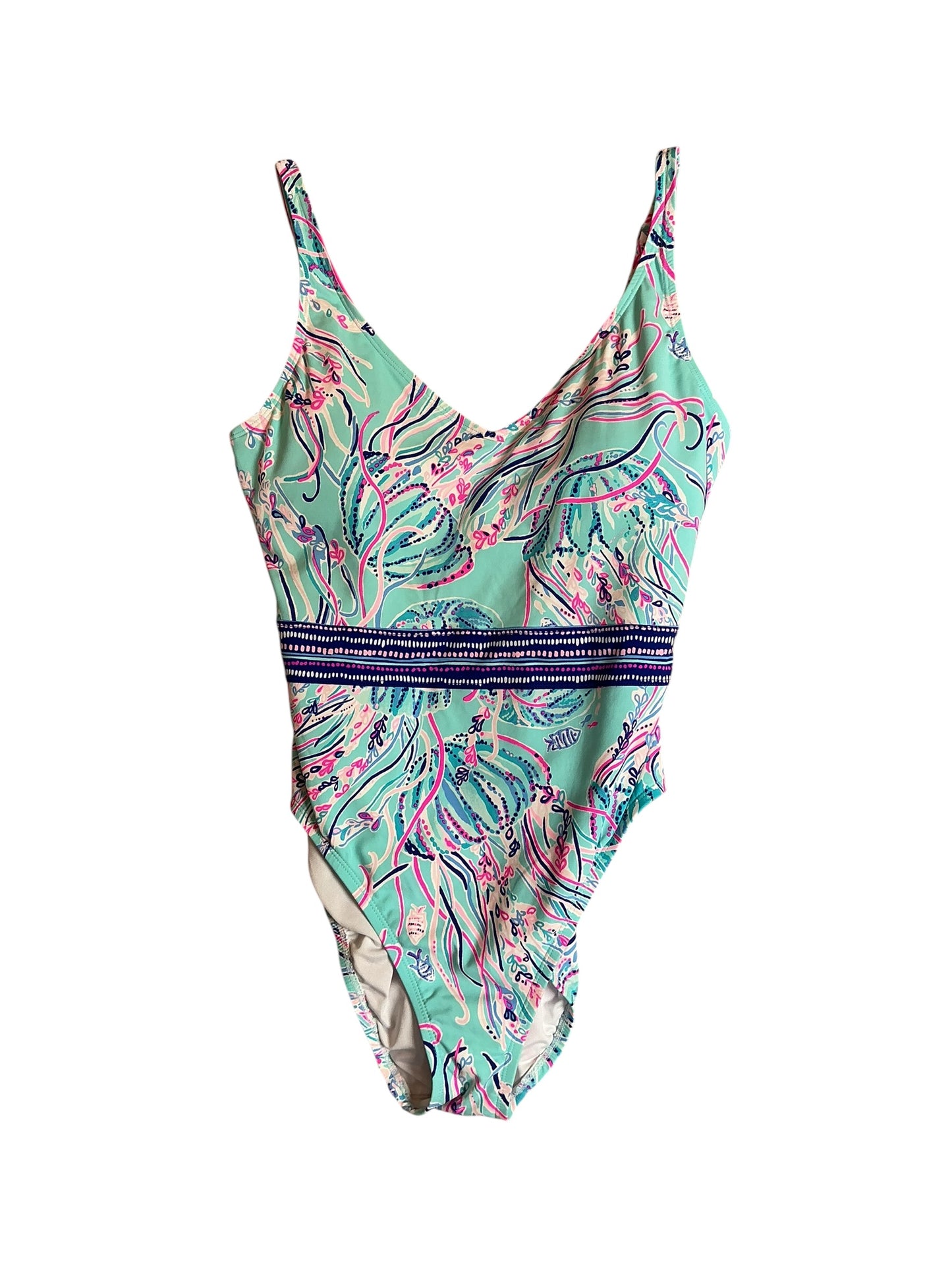 Lilly Pulitzer Swim Riya One-Piece Bayside Blue Under The Moon - Size 10