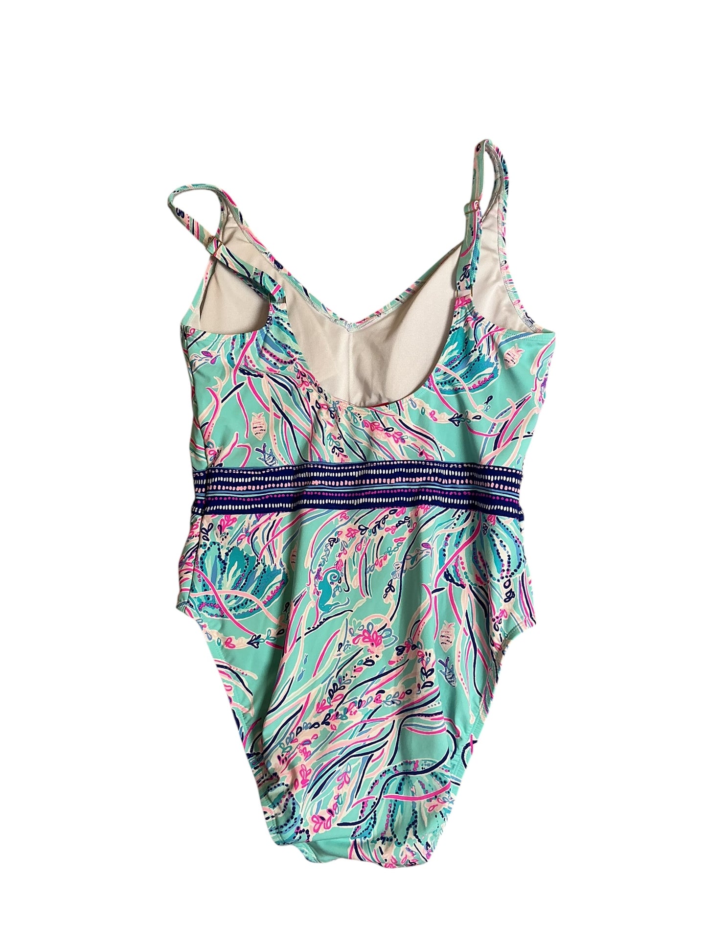 Lilly Pulitzer Swim Riya One-Piece Bayside Blue Under The Moon - Size 10