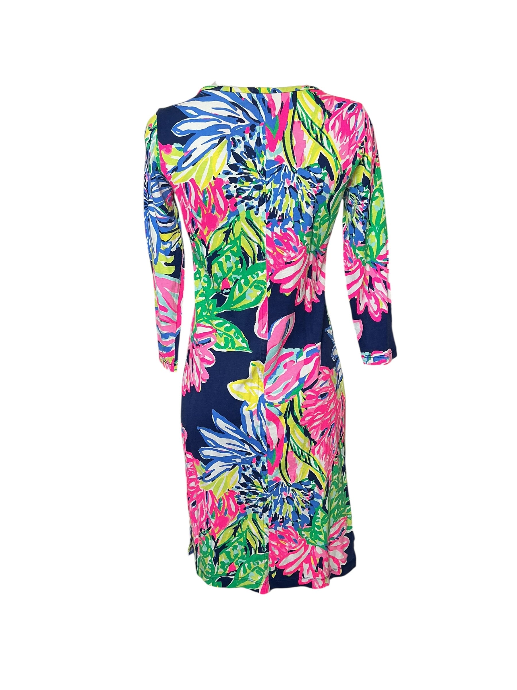 Lilly Pulitzer Kenzie Dress - Resort Navy Travelers Palm Reduced - Size XS