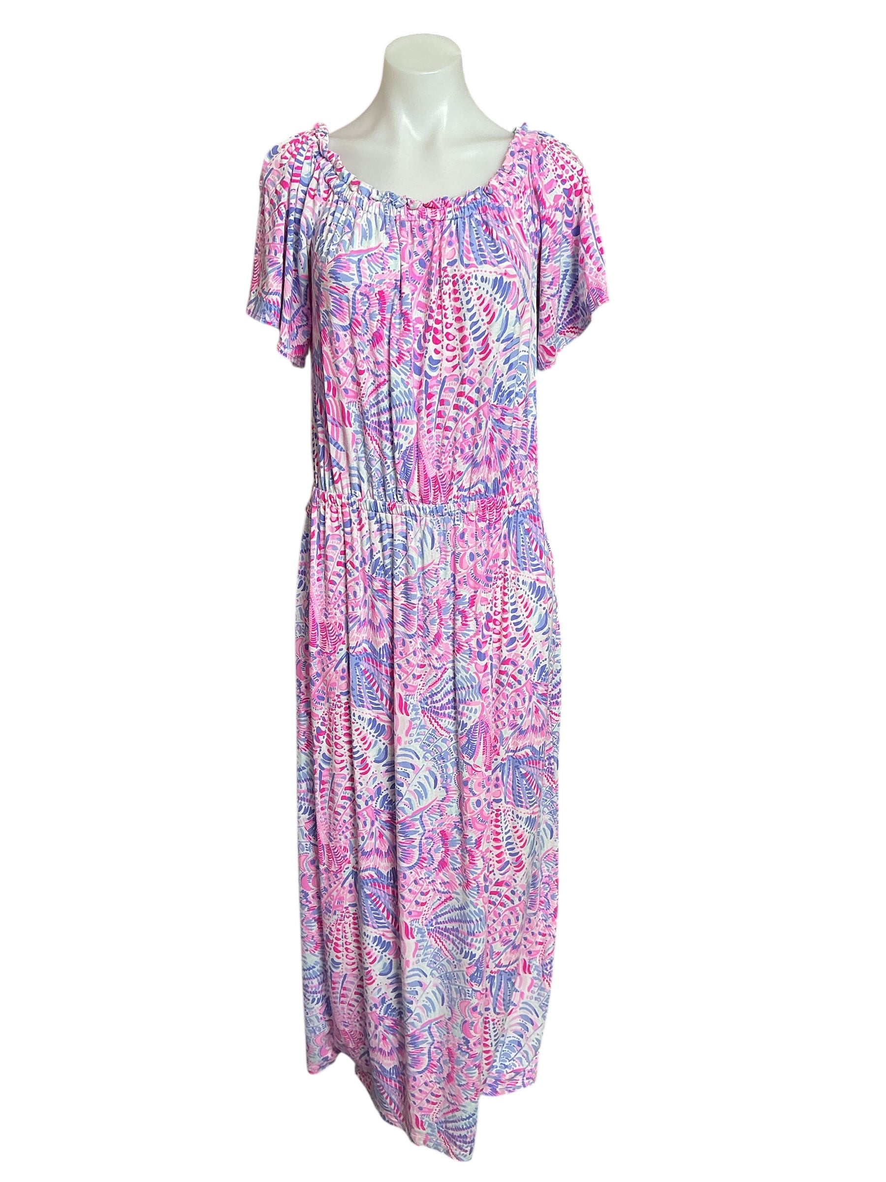 Lilly Pulitzer MORIAH MIDI DRESS Raz Berry Sea You Soon Lilac - Size XL