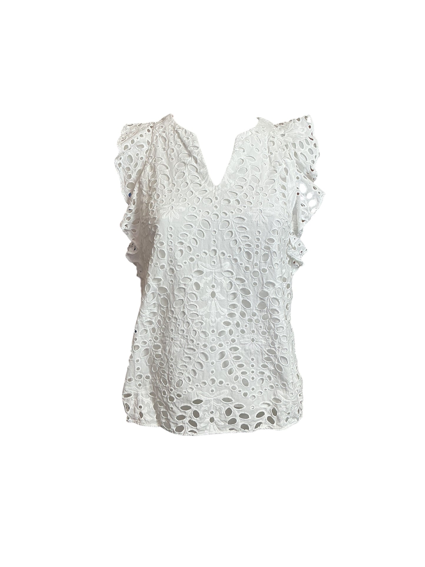 Lilly Pulitzer Faun Top - Resort White Large Petal Eyelet - Size 00