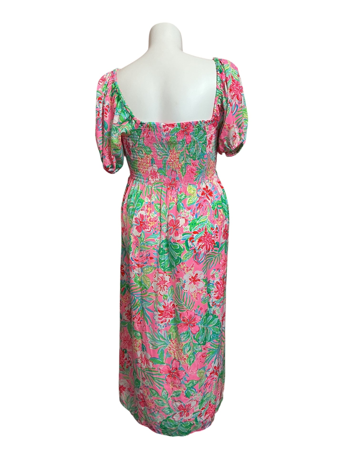 Lilly Pulitzer Selah Short Sleeve Smocked Dress Journey To The Jungle - Size XL