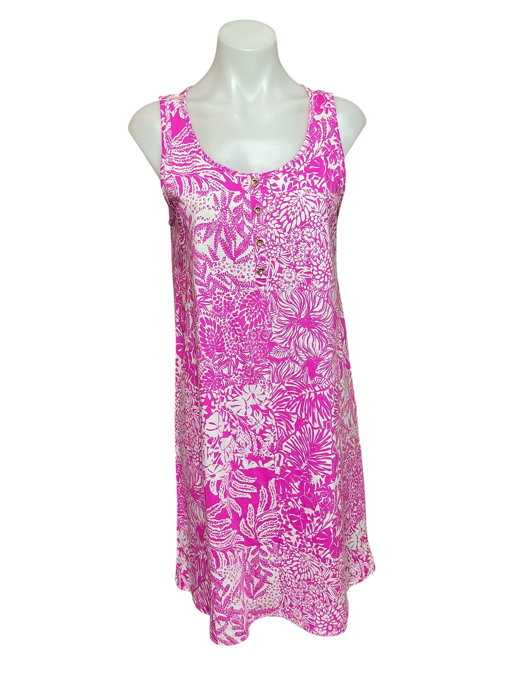 Lilly Pulitzer Lela Henley Tank Dress - Wild Fuchsia Swipe Right - Size M