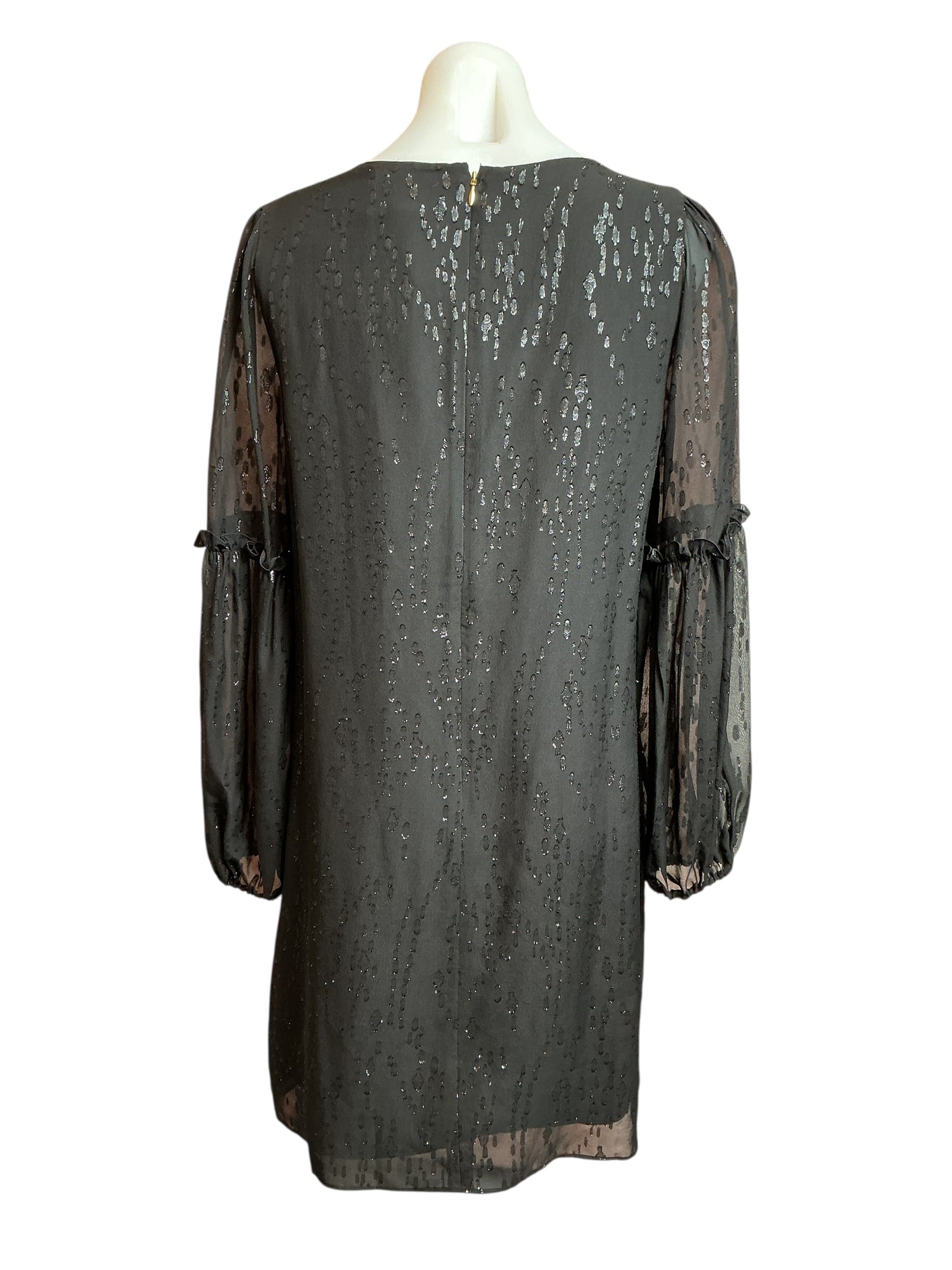 Lilly Pulitzer NWT Cleme Long Sleeve Silk - Onyx Fish Clip Chiffon - Size 4