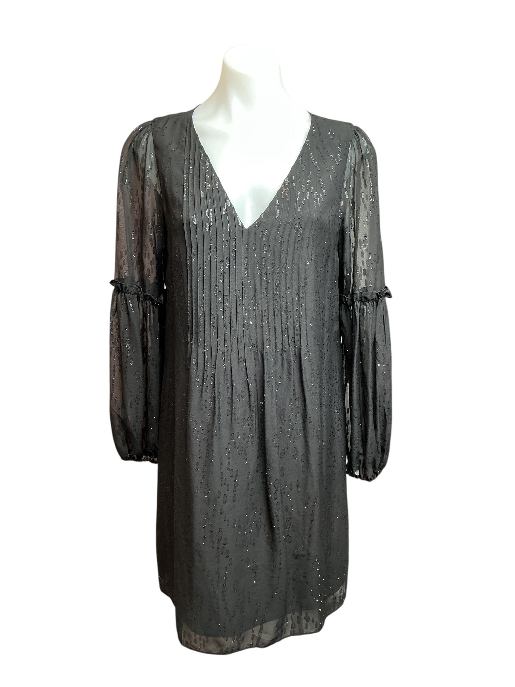 Lilly Pulitzer NWT Cleme Long Sleeve Silk - Onyx Fish Clip Chiffon - Size 4