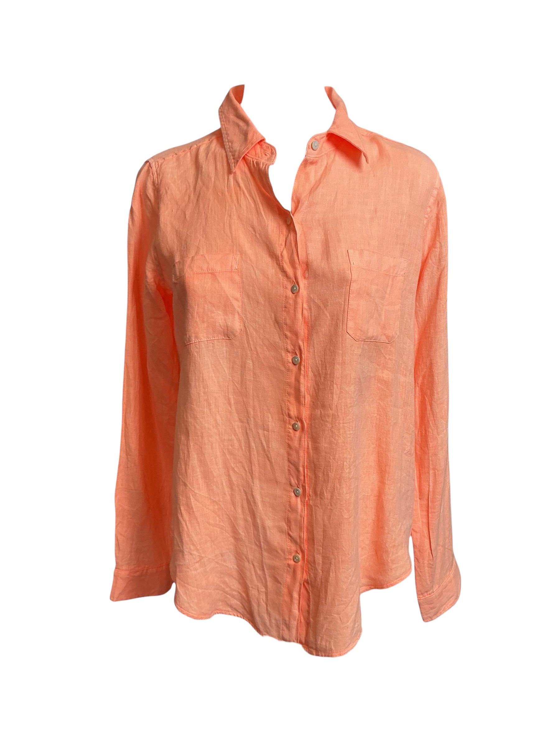 Lilly Pulitzer Sea View Linen Button Top - Sunrise Coral - Size XS