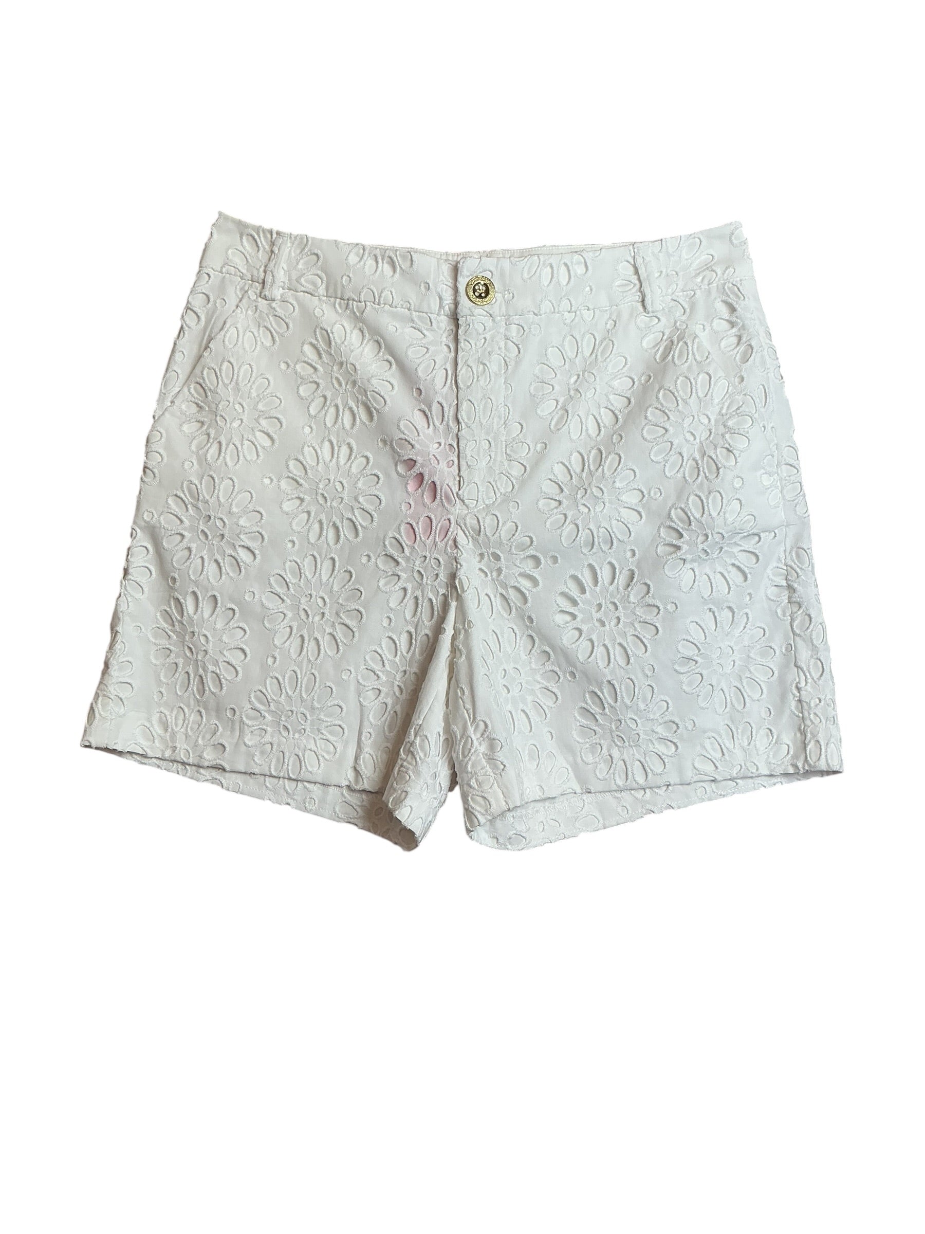 Lilly Pulitzer NWT Gretchen High Rise 5” - Resort White Oversized Pinwheel Eyelet - Size 2