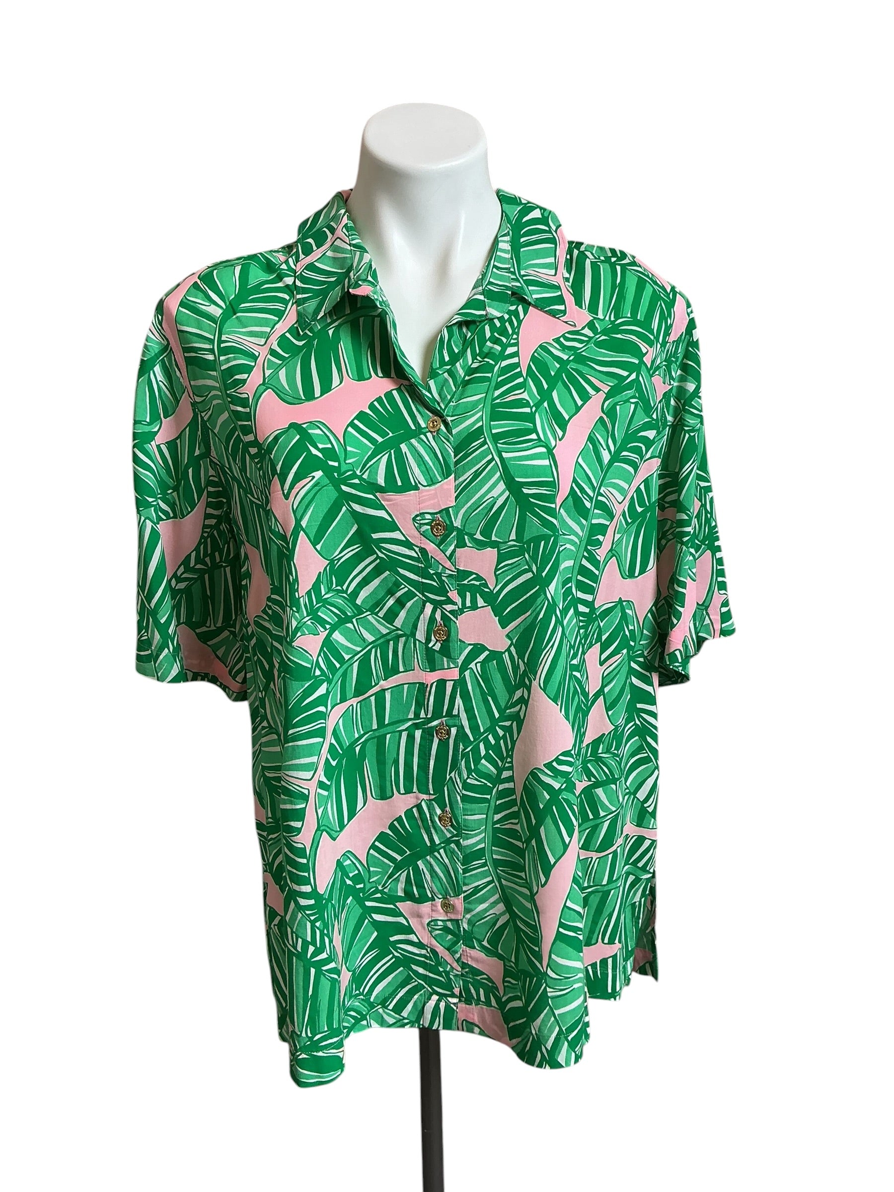Lilly Pulitzer NWT Franki Shirt Coverup Conch Shell Pink Lets Go Bananas - Size S