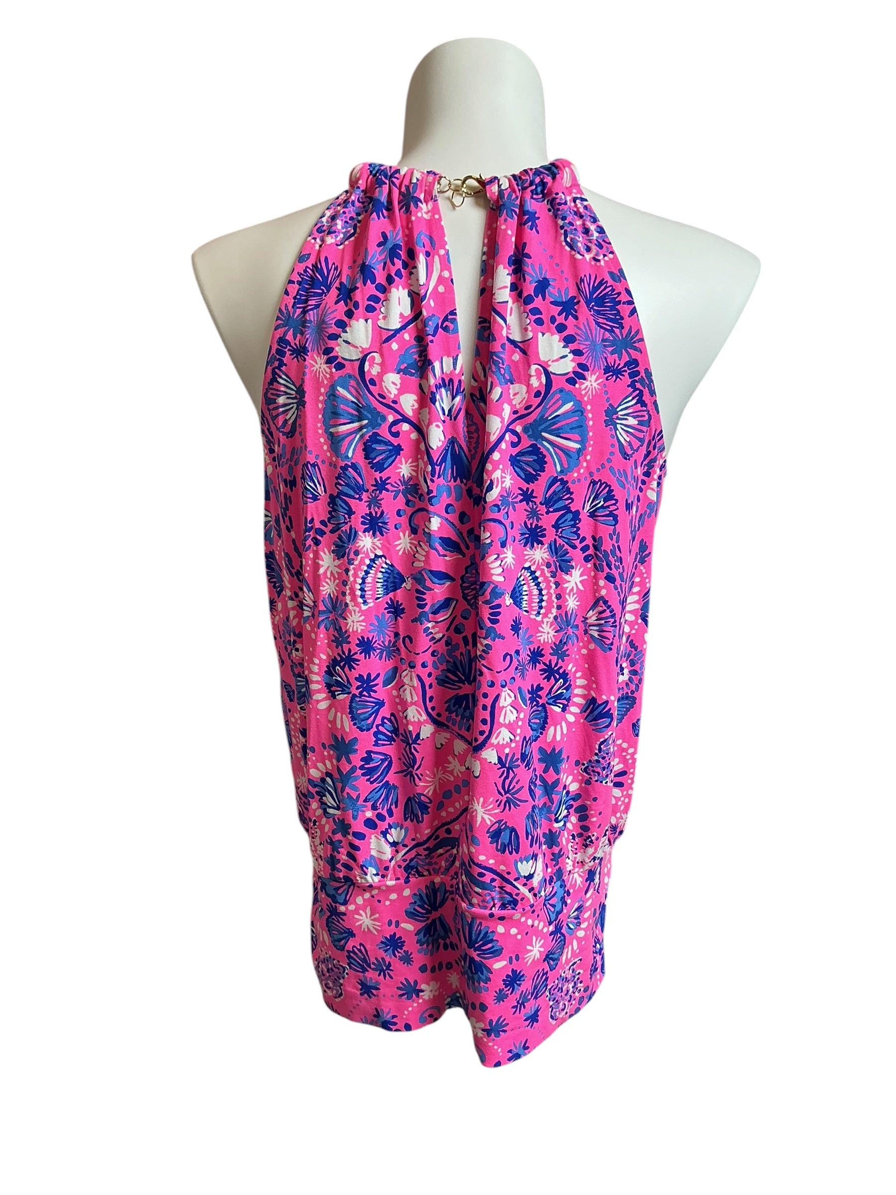 Lilly Pulitzer Bowen Chain Halter Top - Havana Pink Turtle Tidepool - Size L