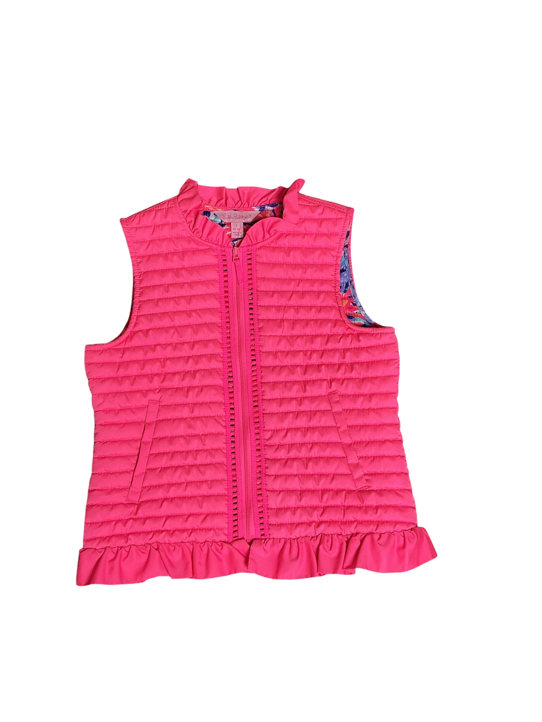 Lilly Pulitzer Girls Levie Vest Tiki Pink - Size L (8-10)