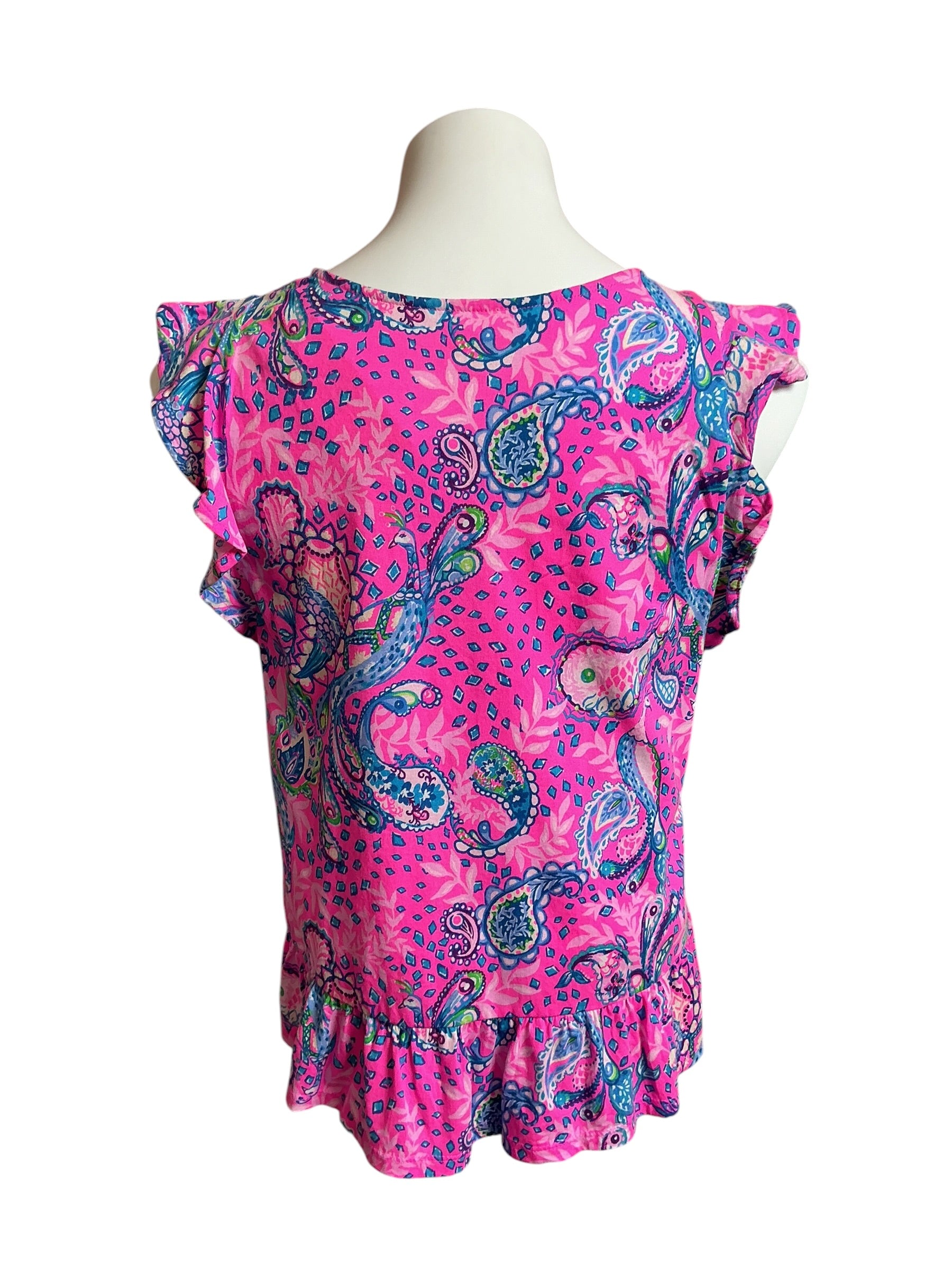 Lilly Pulitzer Lacie Peplum Top Plumeria Pink Strut Your Stuff - Size XS