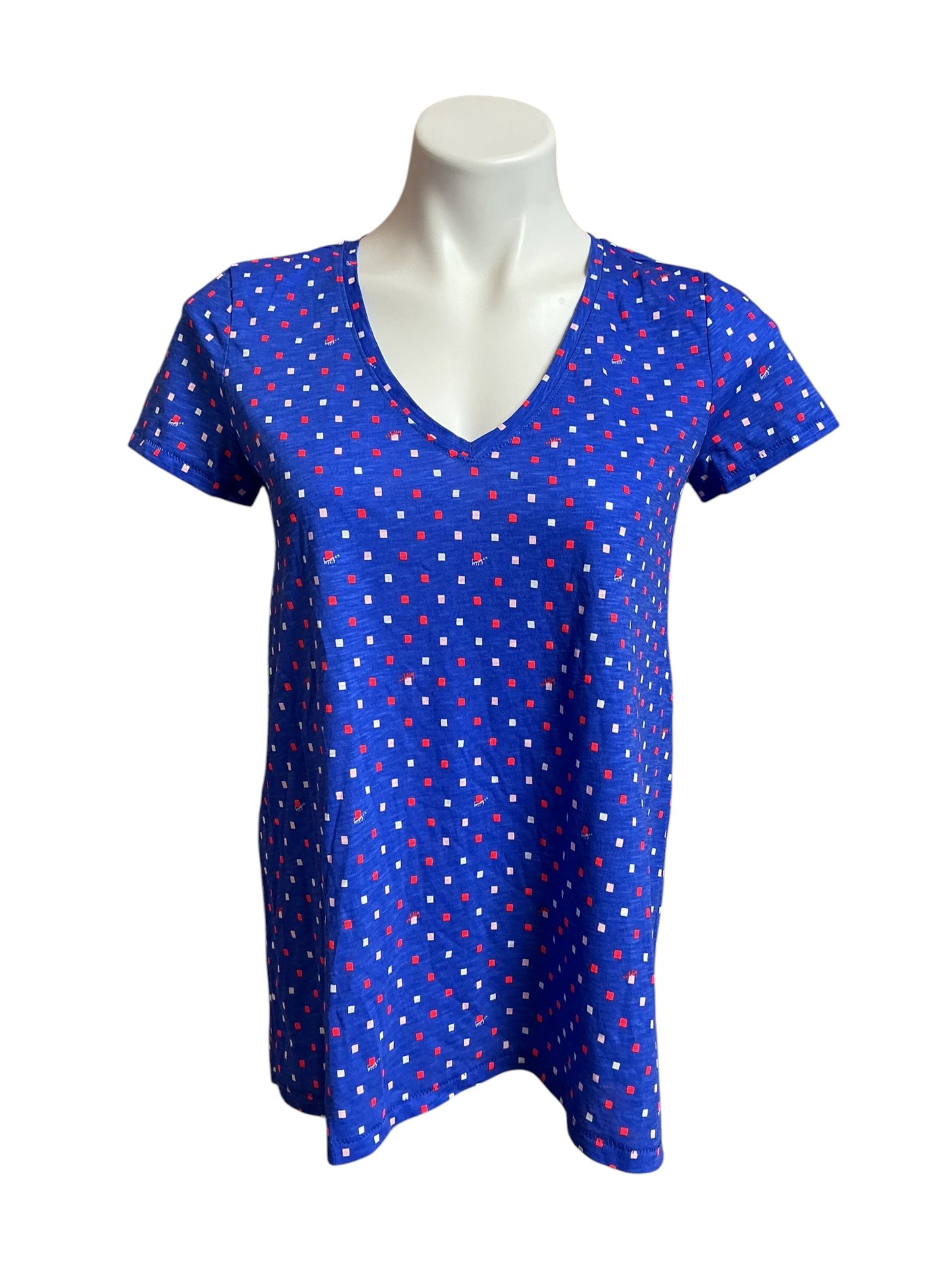 Lilly Pulitzer Etta V-Neck Top Borealis Blue Lilly Squared - Size XS