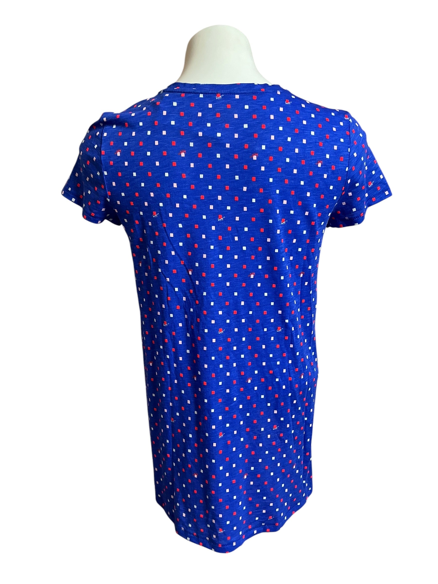 Lilly Pulitzer Etta V-Neck Top Borealis Blue Lilly Squared - Size XS