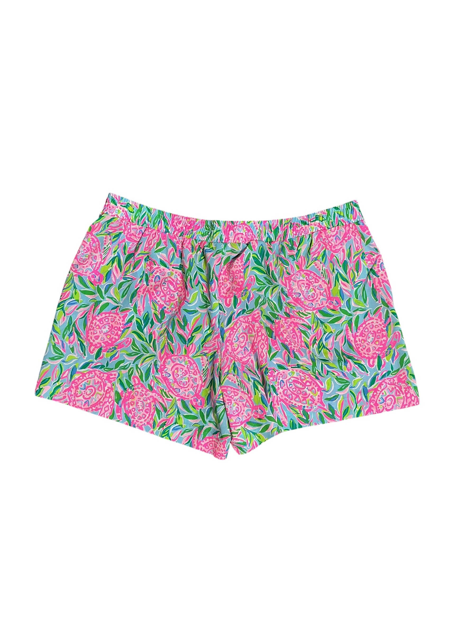 Lilly Pulitzer Katia Mid Rise Short Frenchie Blue Turtley In Love - Size XL