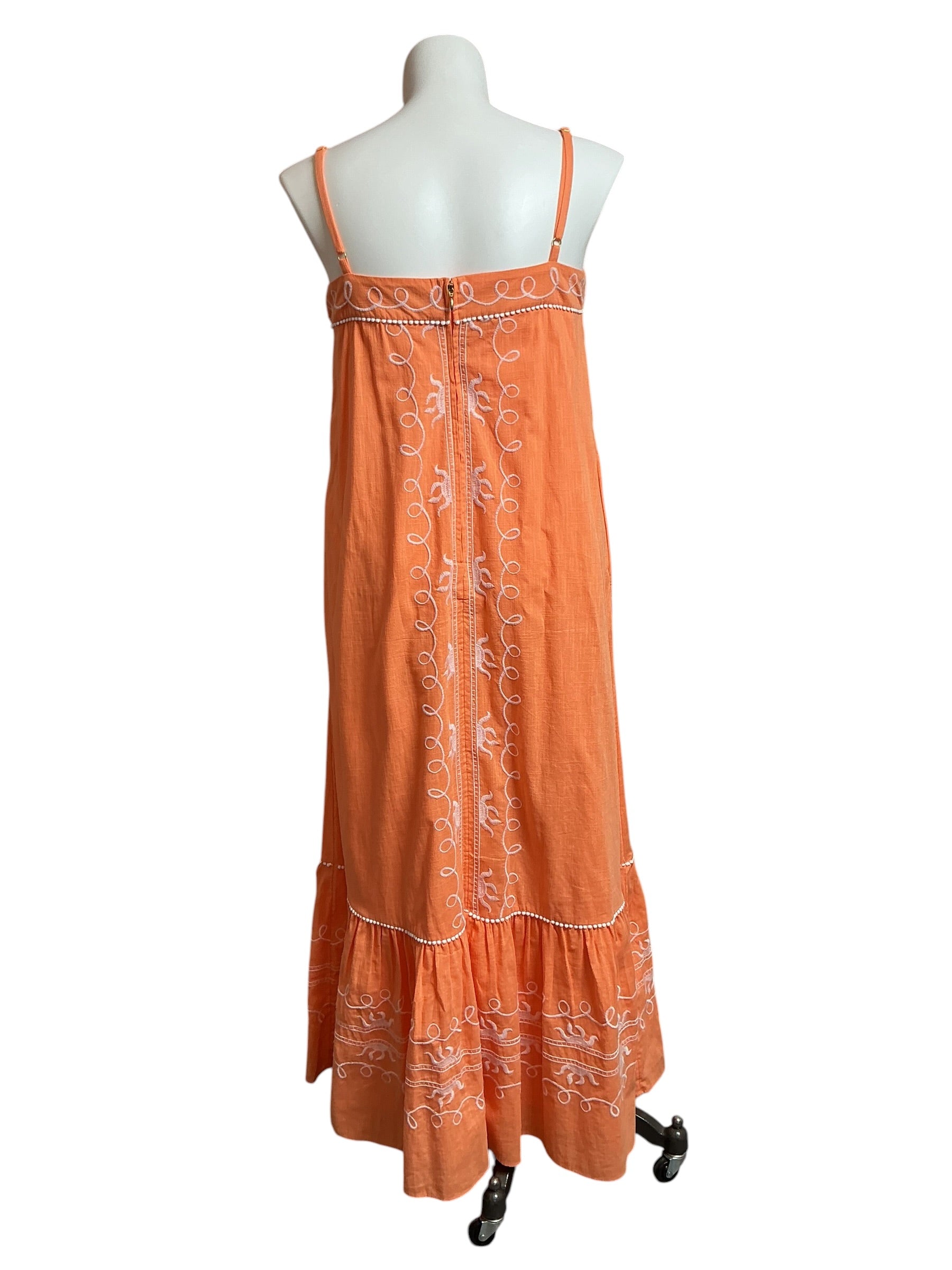 Lilly Pulitzer NWT Rozalie Maxi Dress Papaya Frond Fantasy Embroidered - Size 14