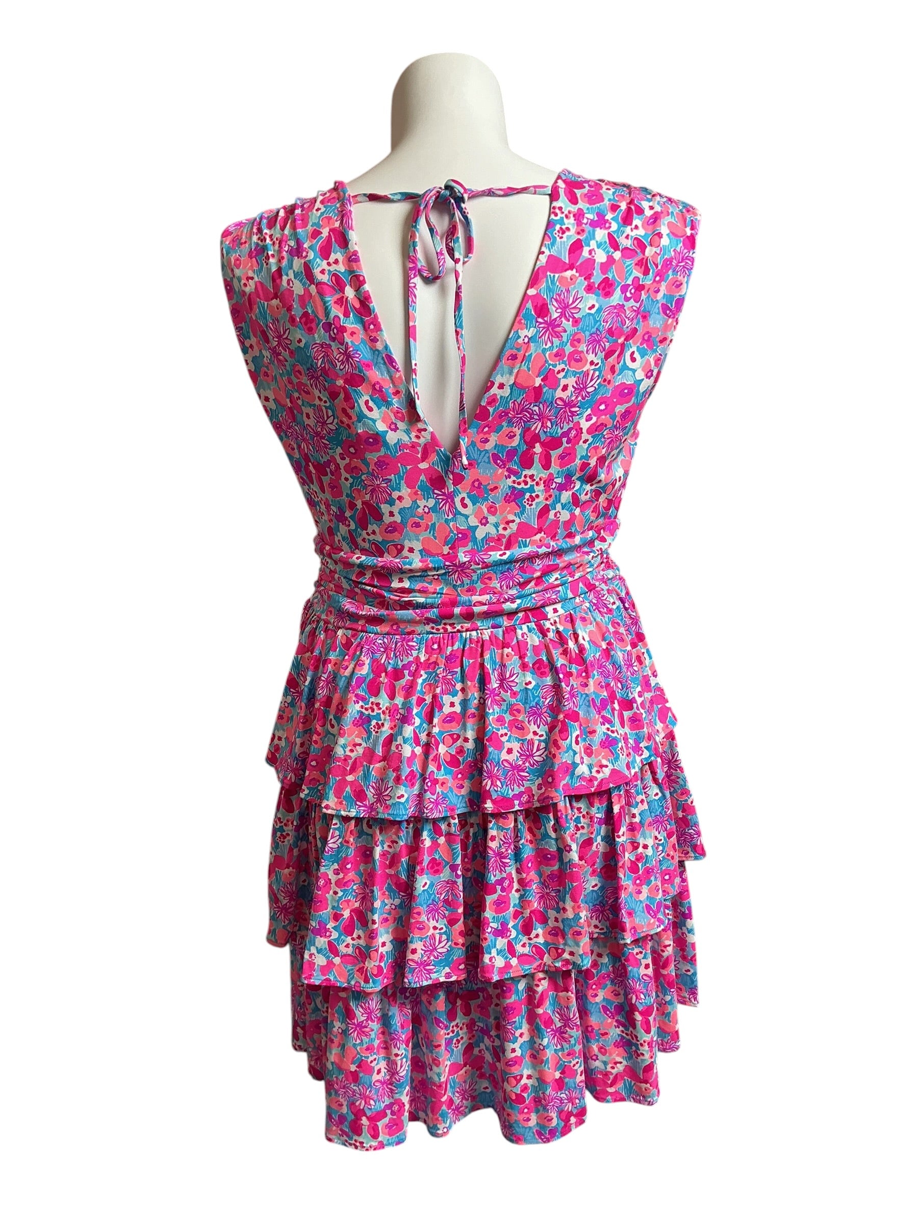 Lilly Pulitzer NWT Faye V-Neck Ruffle Dress Aura Pink Baby Bloomer - Size XL