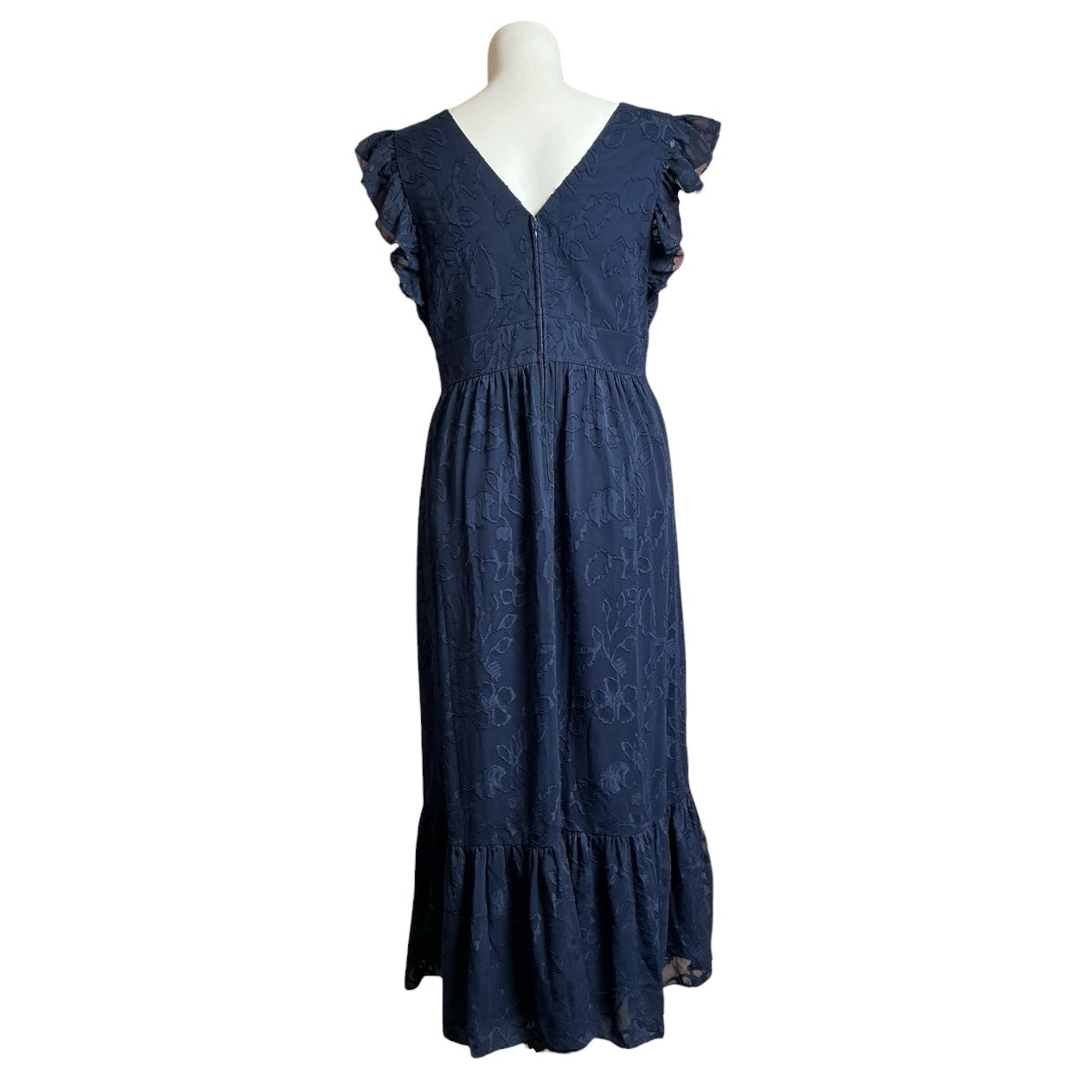 Lilly Pulitzer NWT Autumn Midi Dress True Navy Botanical Shadow Clip Chiffon - Size 16