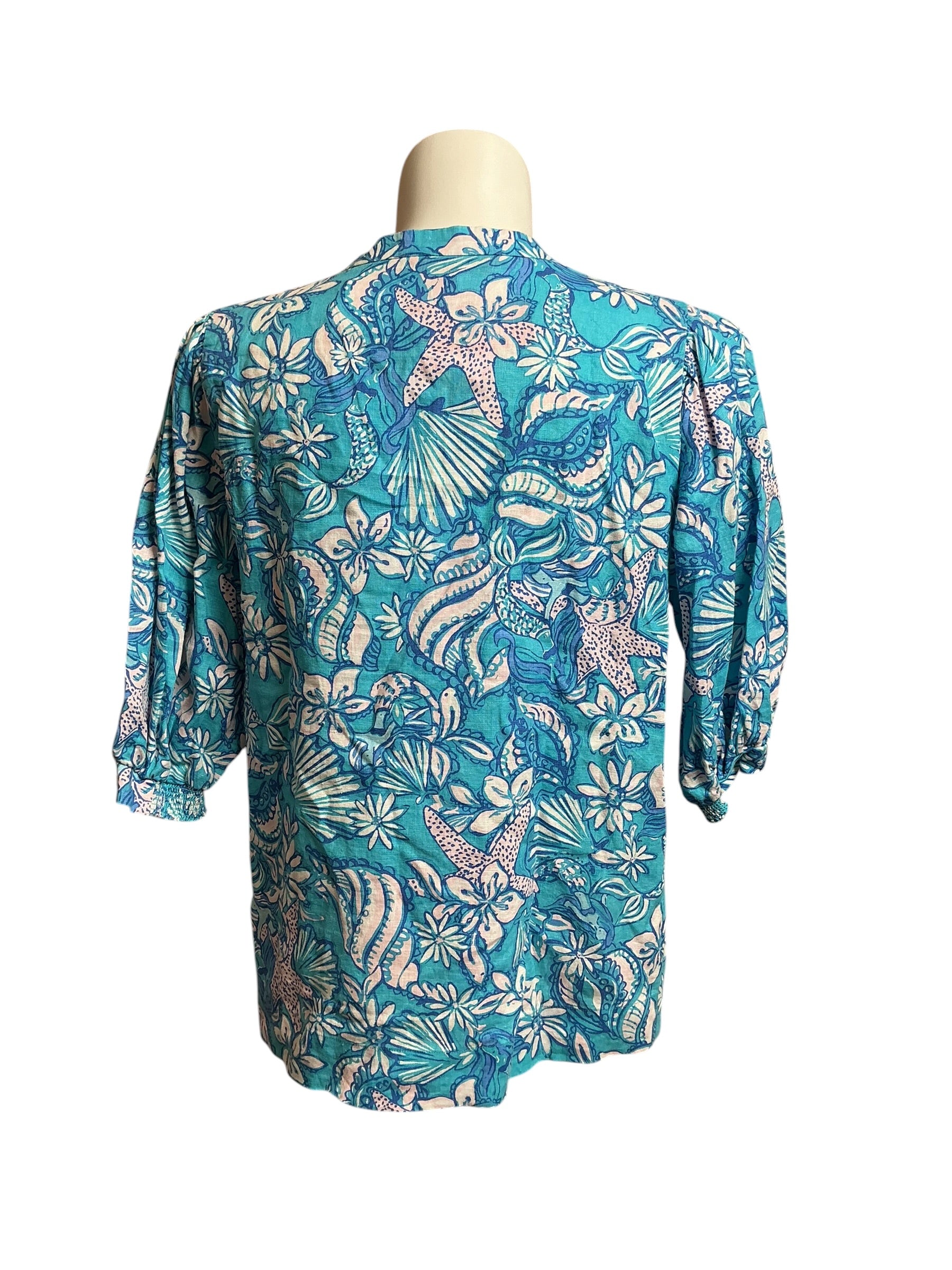 Lilly Pulitzer NWT Mialeigh Elbow Sleeve Amalfi Blue Sound The Sirens - Size 16