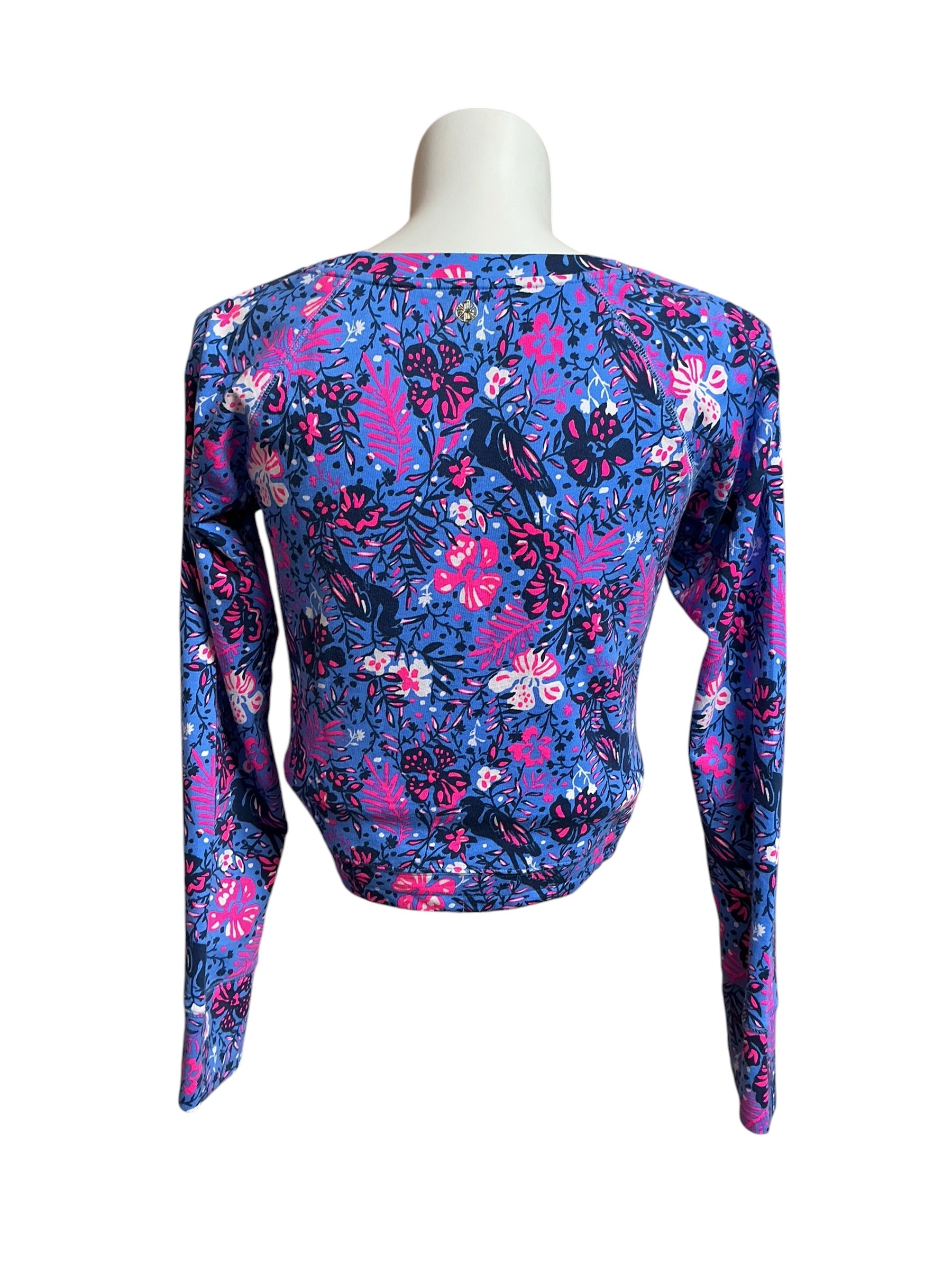 Lilly Pulitzer Emmaline Long Sleeve Pullover Birds Eye View Boca Blue - Size M