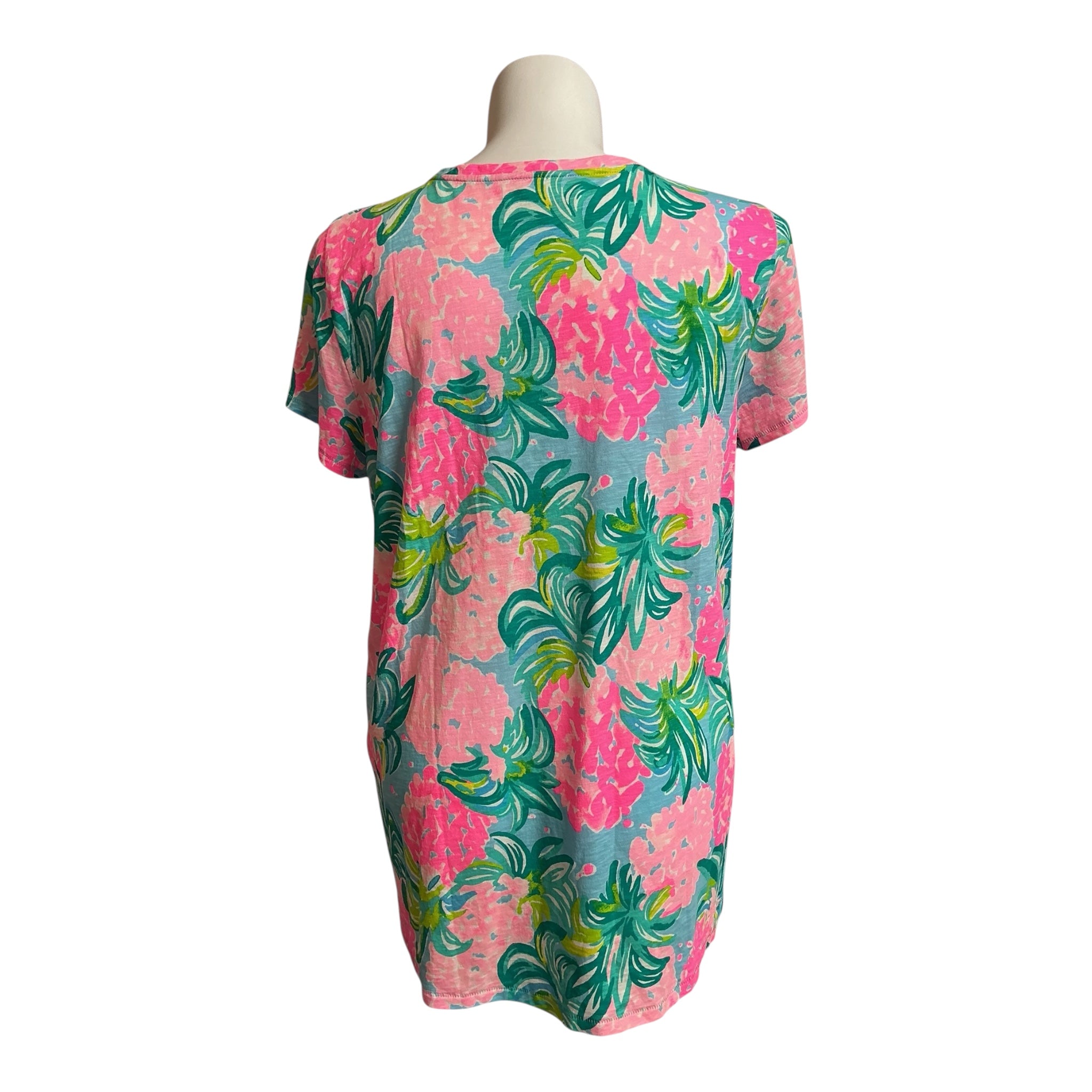 Lilly Pulitzer NWT Etta V-Neck Blue Ibiza Pineapple Shake - Size XXL