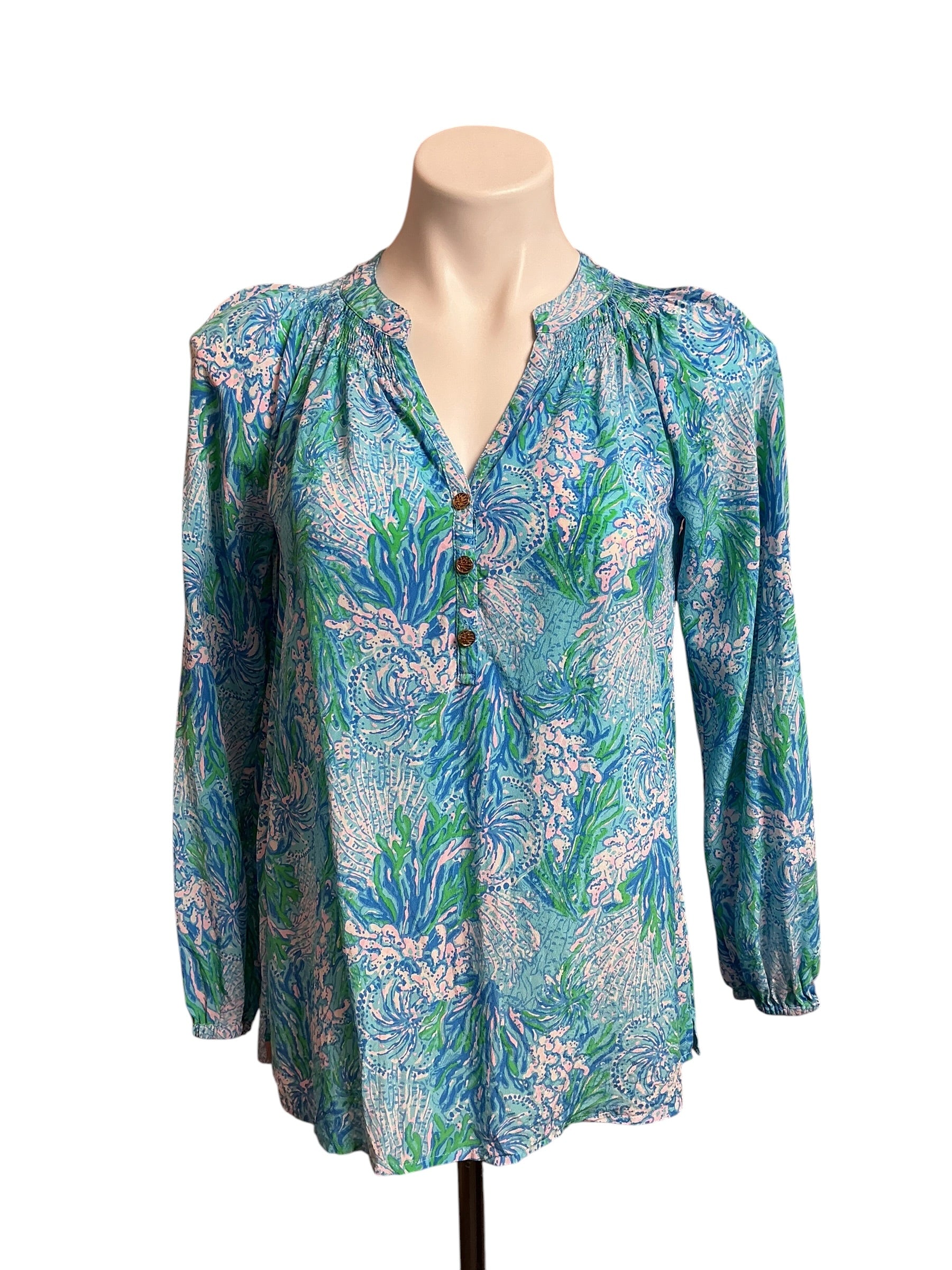 Lilly Pulitzer Elsa Silk Top Samba Coral - Size XS