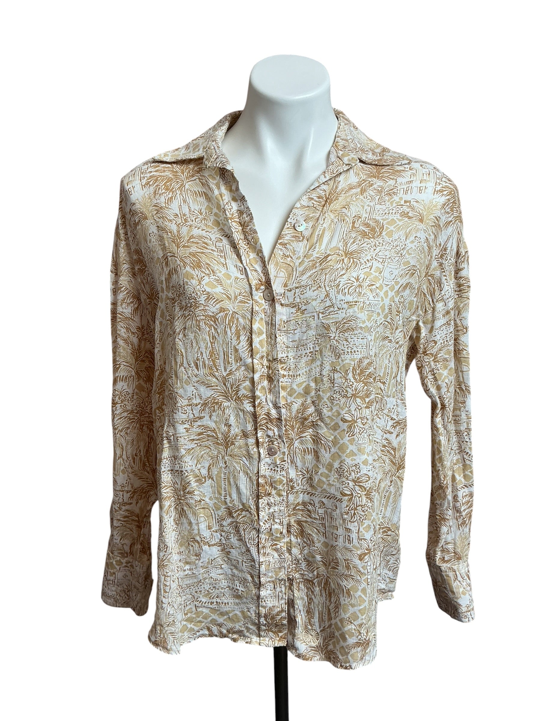 Lilly Pulitzer Stevey Relaxed Button Down - Sand Bar Palm Beach Paradise - Size XS