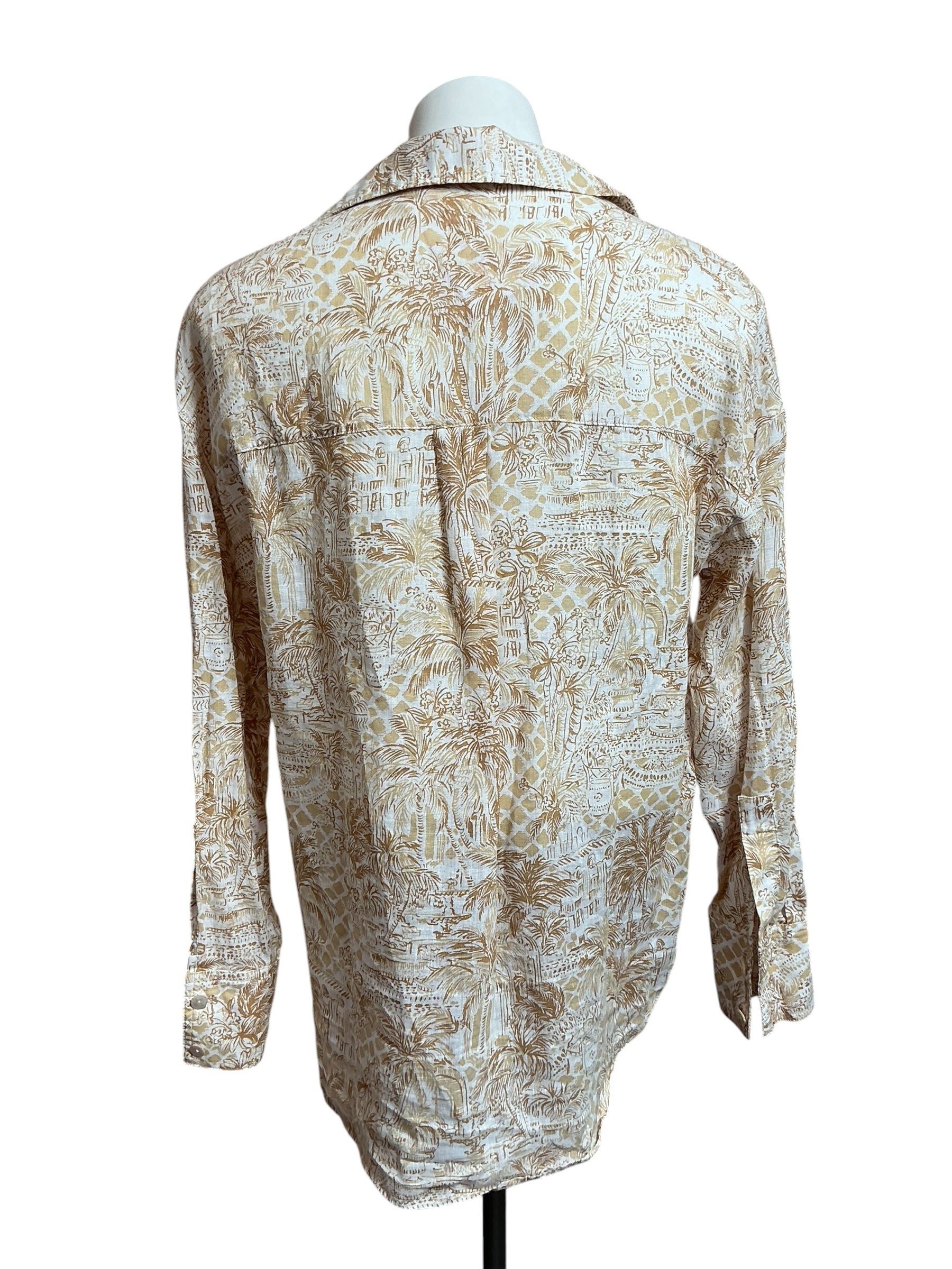Lilly Pulitzer Stevey Relaxed Button Down - Sand Bar Palm Beach Paradise - Size XS