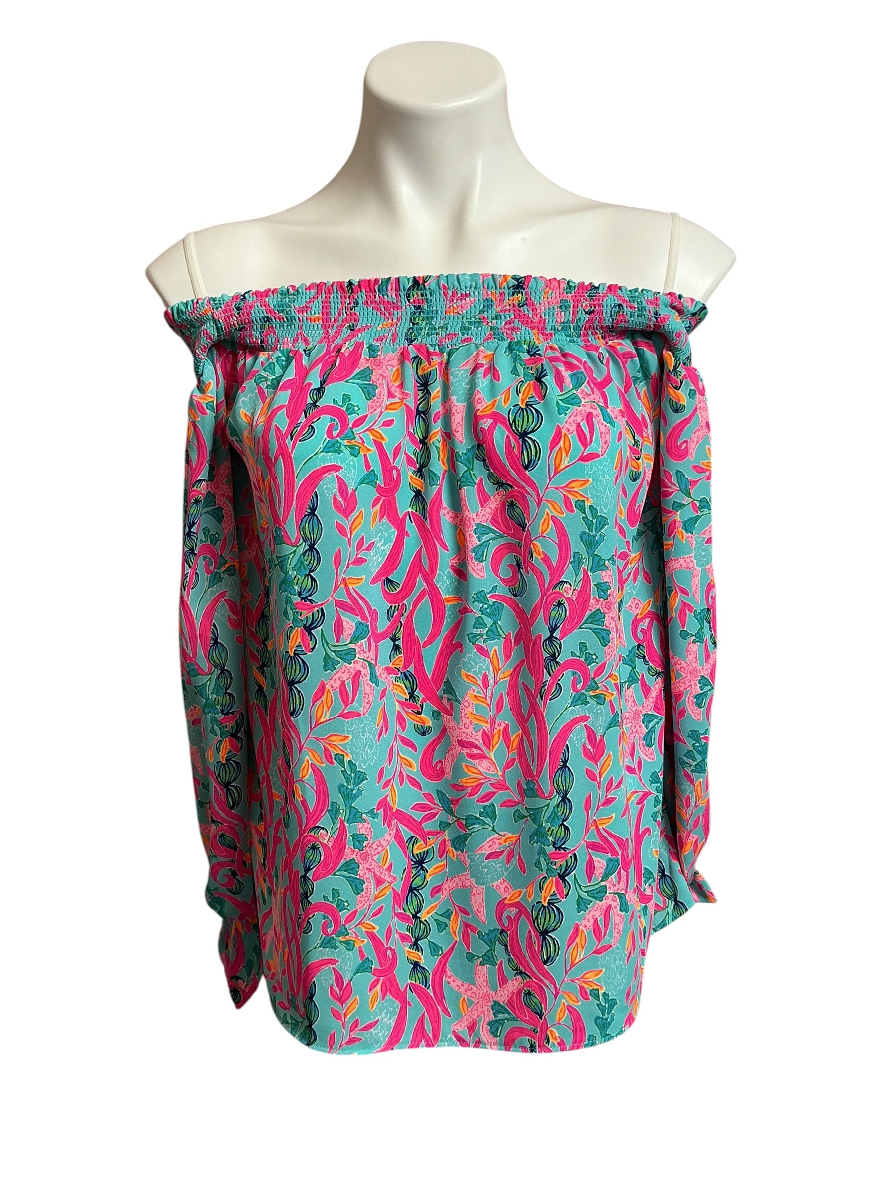 Lilly Pulitzer Maryellen Off-the-Shoulder Top - Seaweed Samba - Size S