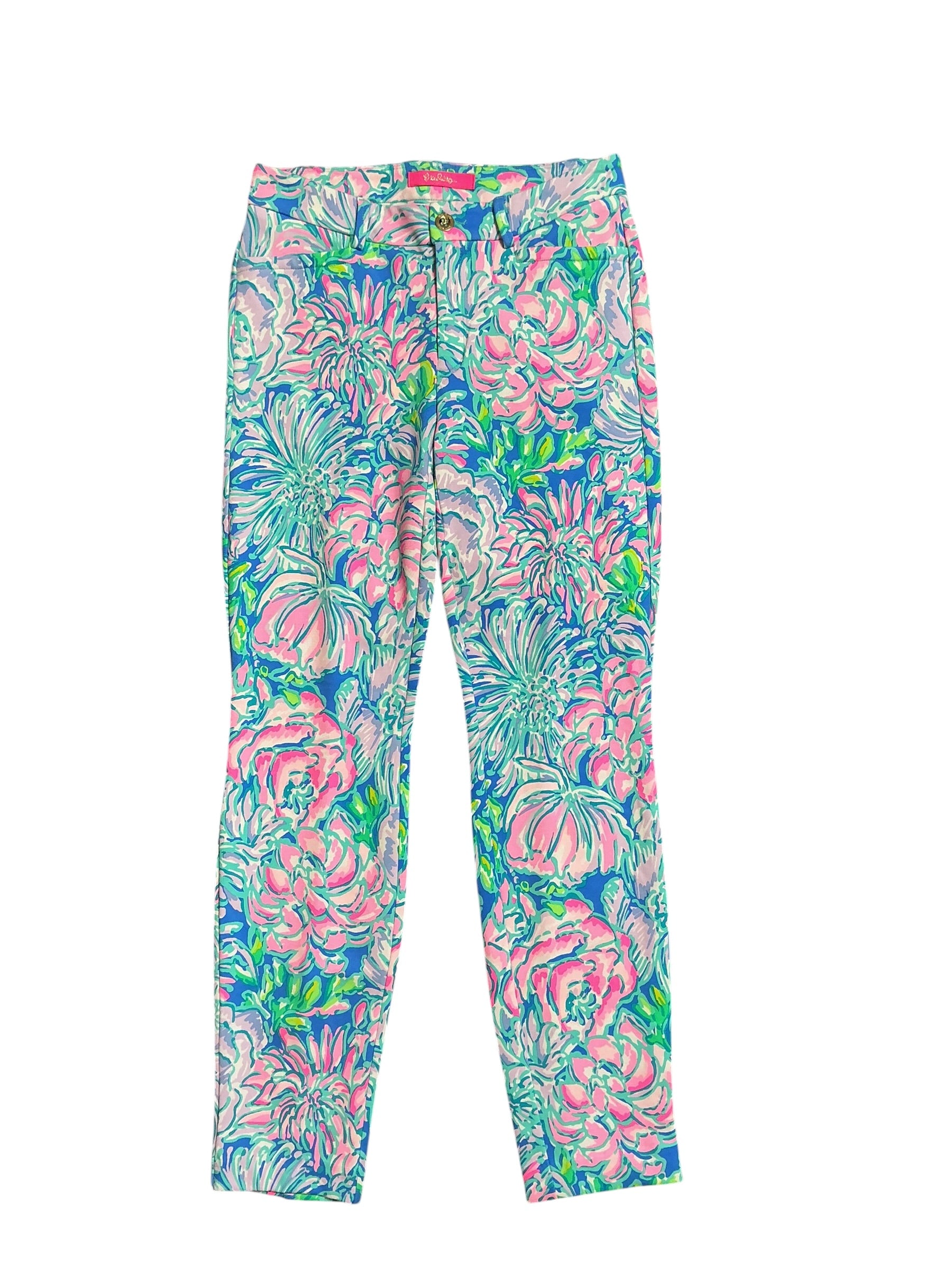 Lilly Pulitzer NWT Kelly High Rise Knit Skinny Ankle Pant Multi In Full Bloom - Size 2