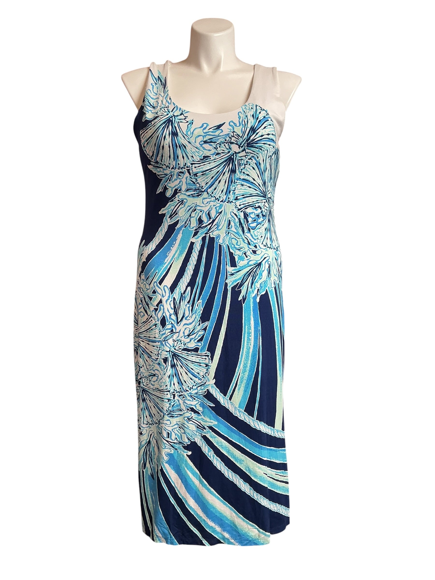 Lilly Pulitzer NWT Mercer Midi Dress Deep Sea Navy Hooked On A Feeling Engineered - Size XL