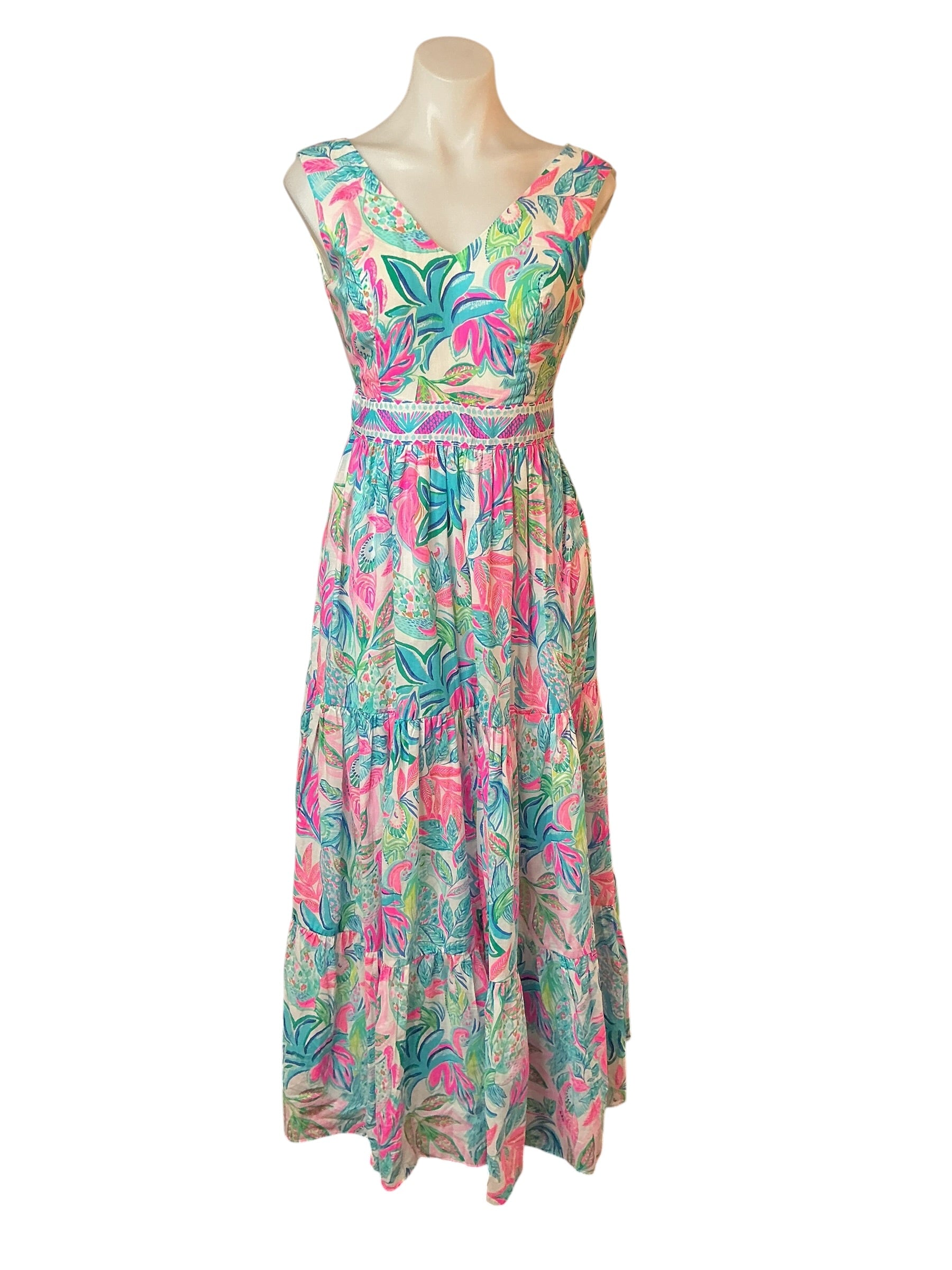 Lilly Pulitzer NWT Charleen Maxi Dress Resort White Toucan Do it Better Engineered - Size 0