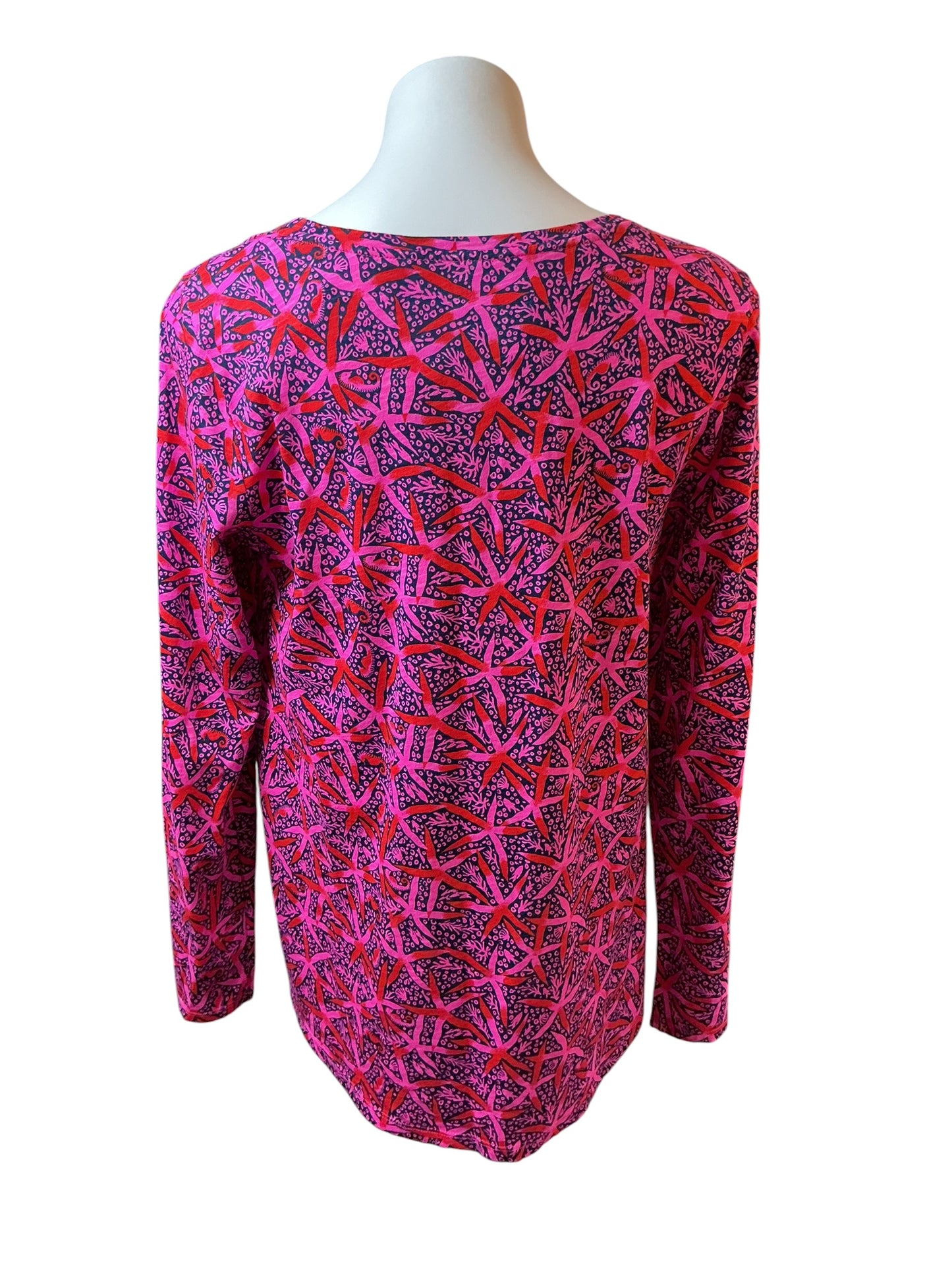 Lilly Pulitzer Long Sleeve Top Passion Fruit Pink Star Searching - Size M