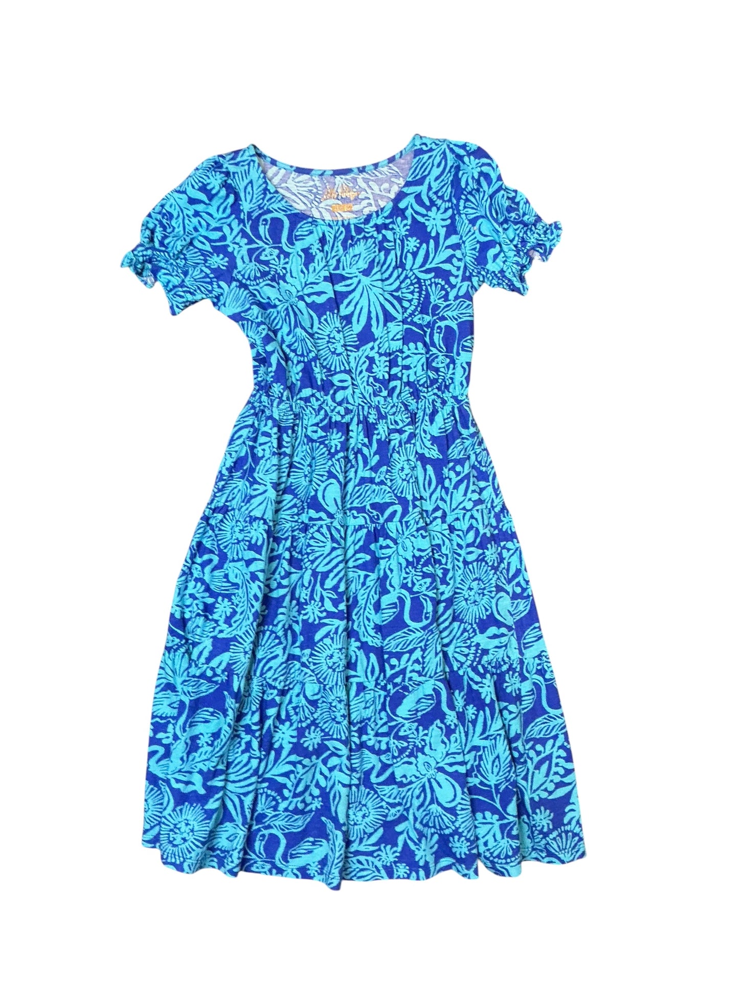 Lilly Pulitzer Girls Dean Midi Dress Martinique Blue Jungle Oasis - Size S (4-5)