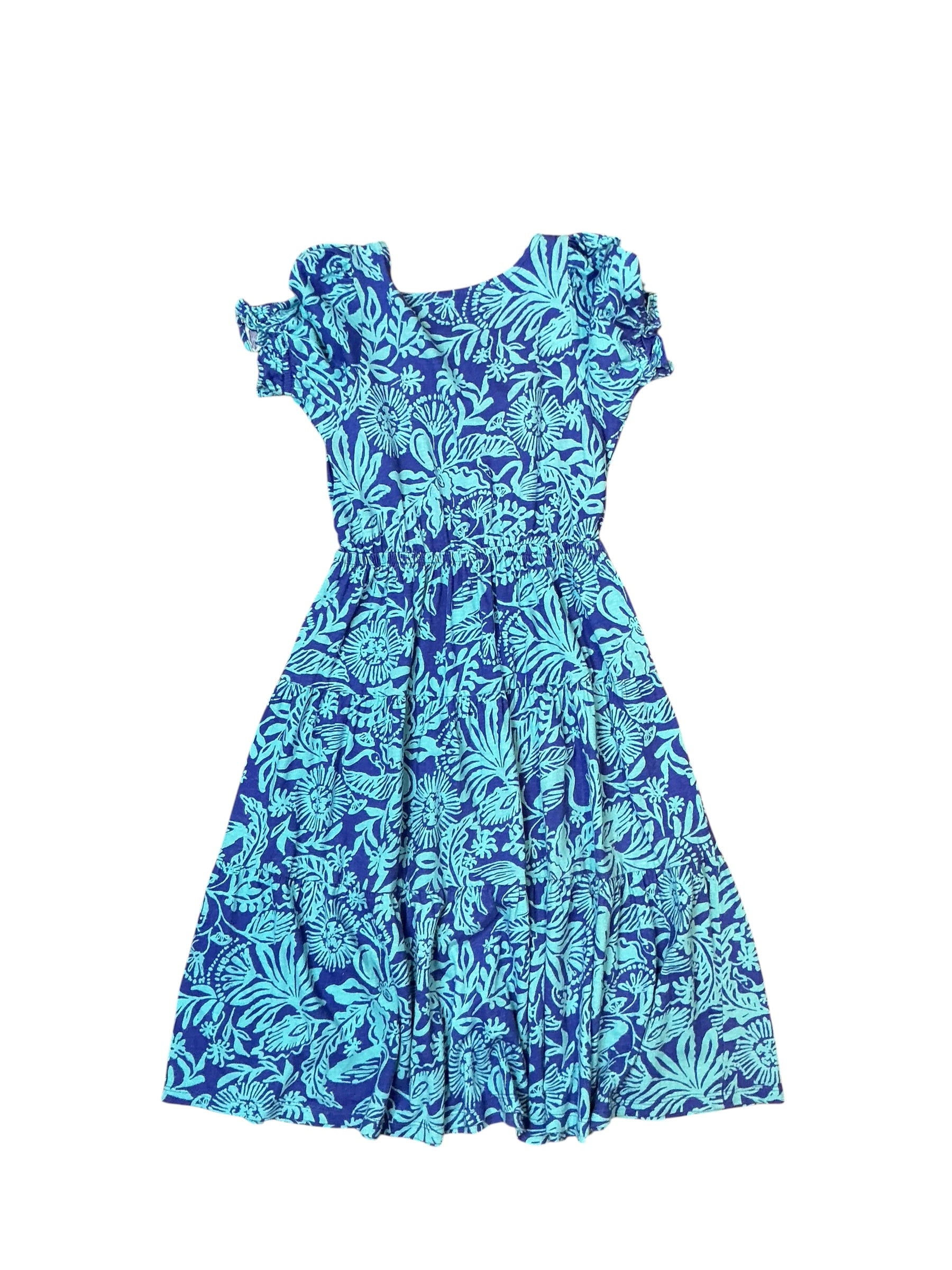 Lilly Pulitzer Girls Dean Midi Dress Martinique Blue Jungle Oasis - Size S (4-5)