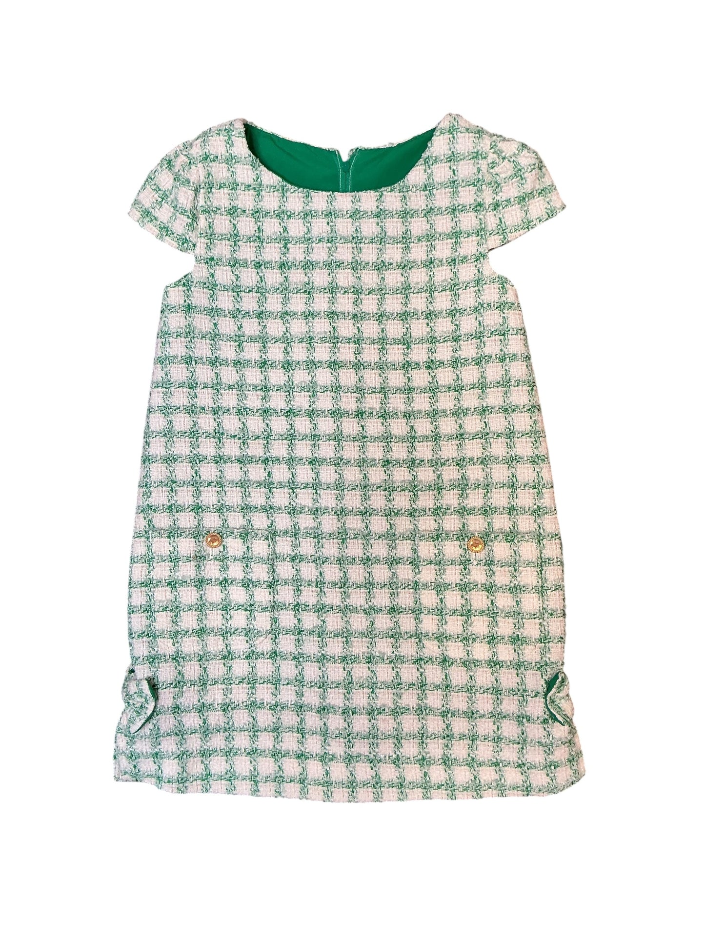 Lilly Pulitzer Girls Little Lilly Short Sleeve Shift Dress Fiddle Leaf Green - Size 7