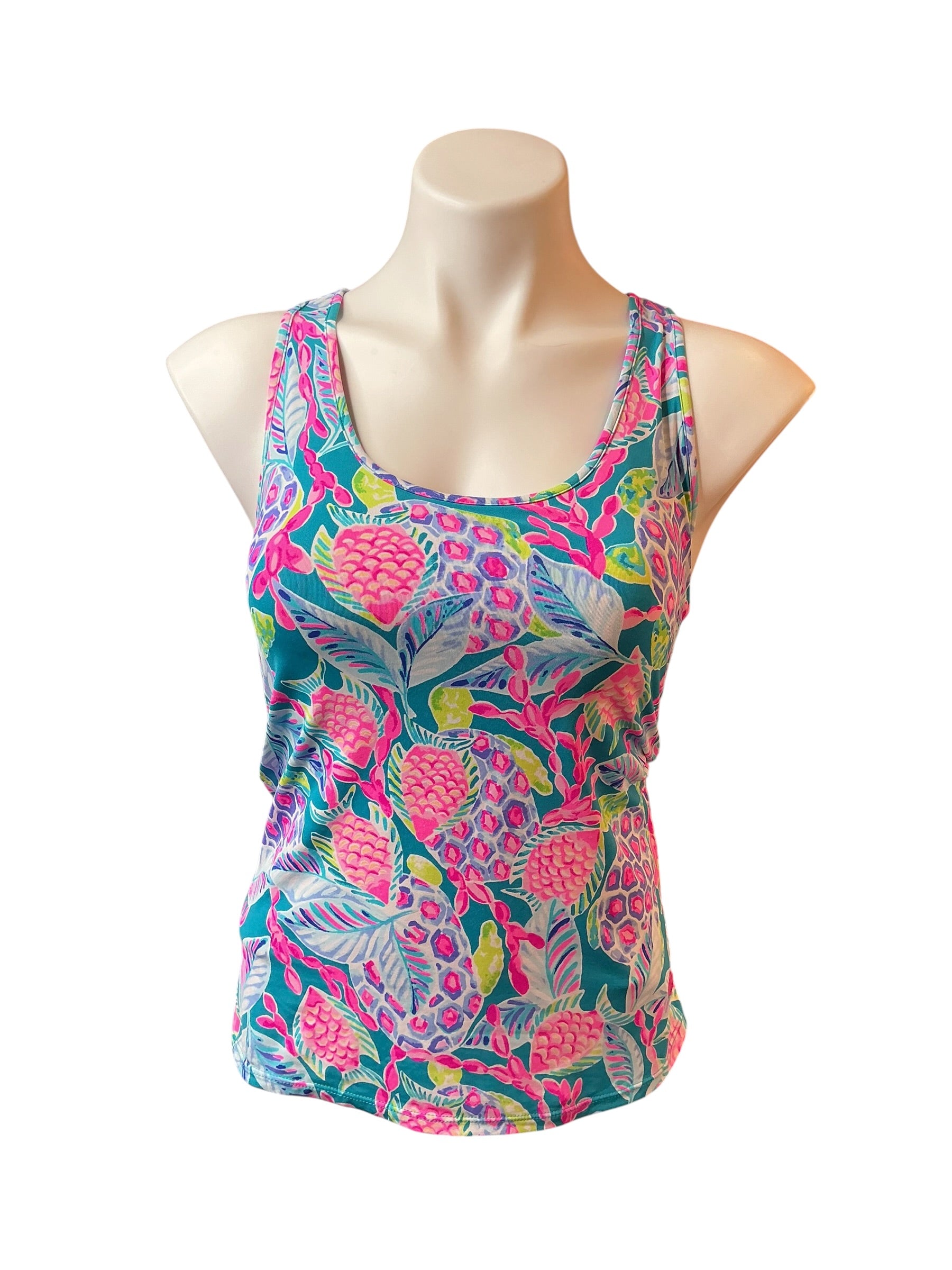 Lilly Pulitzer Mina Tank UPF 50+ Maldives Green Turtle Waves - Size XS