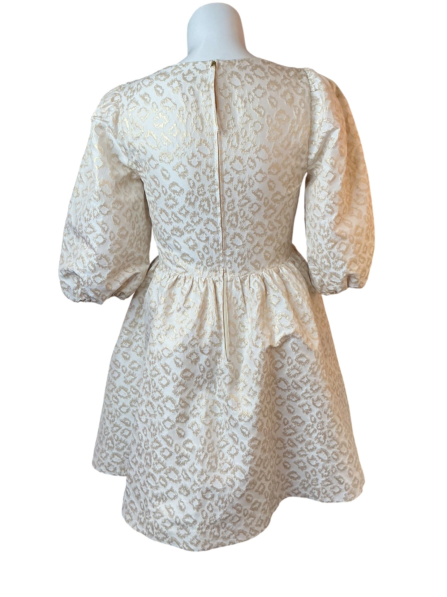 Lilly Pulitzer NWT Calyssa 3/4 Sleeve Dress Gold Dazzle Leopard Jacquard - Size 12