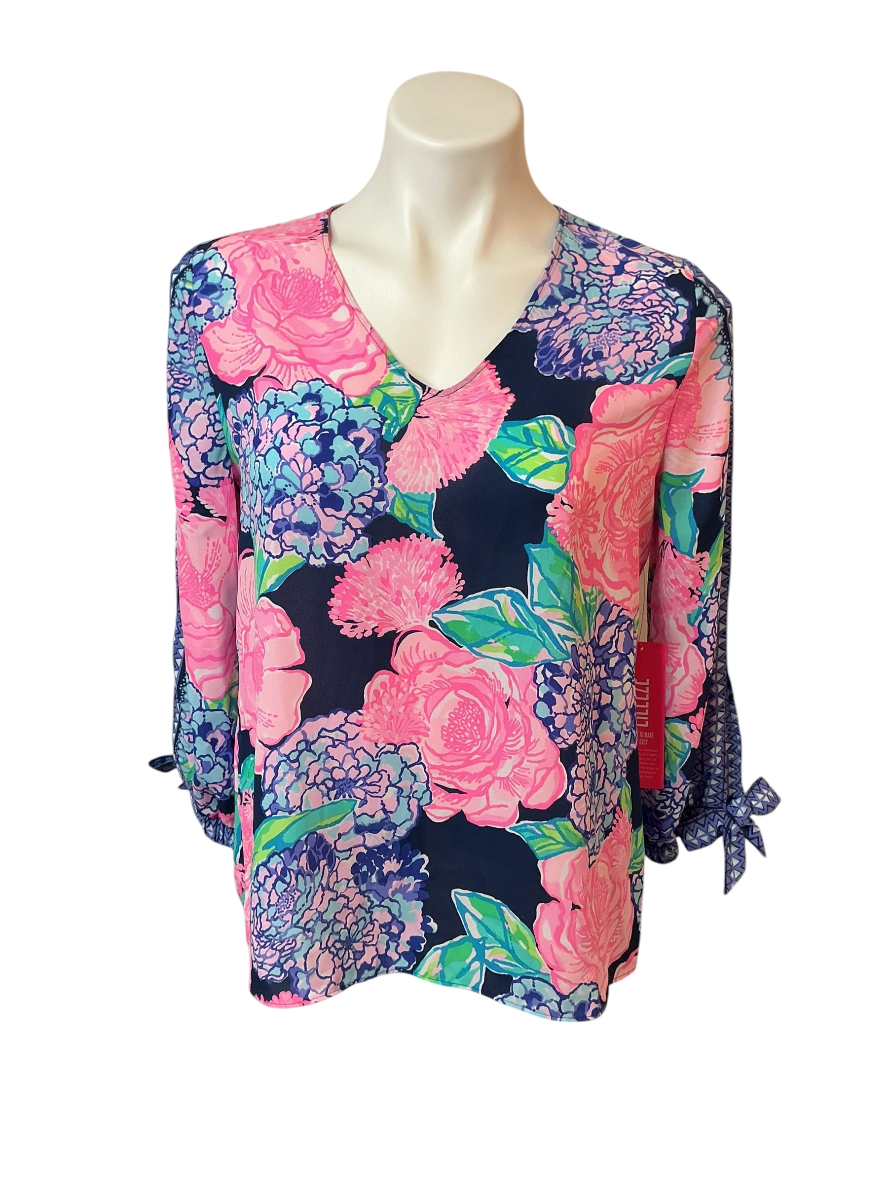Lilly Pulitzer NWT Pamala Top High Tide Hey Hey Bouquet Engineered - Size XS