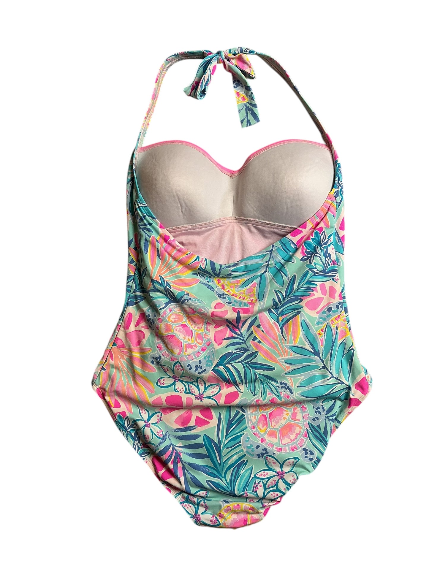 Lilly Pulitzer Kolka One Piece Swimsuit - Sea Glass Aqua Rainforest Retreat Engineered One Piece - Size 14