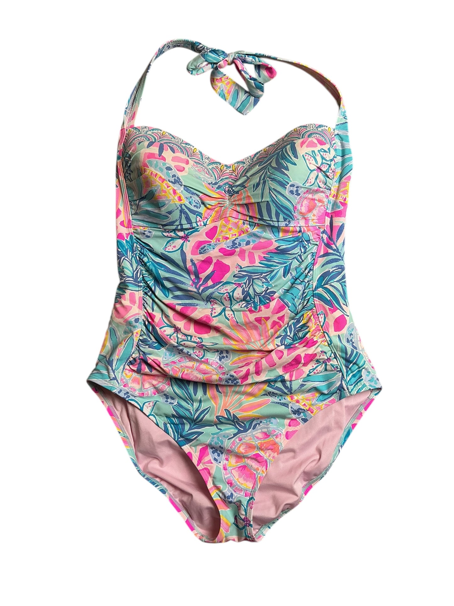 Lilly Pulitzer Kolka One Piece Swimsuit - Sea Glass Aqua Rainforest Retreat Engineered One Piece - Size 14