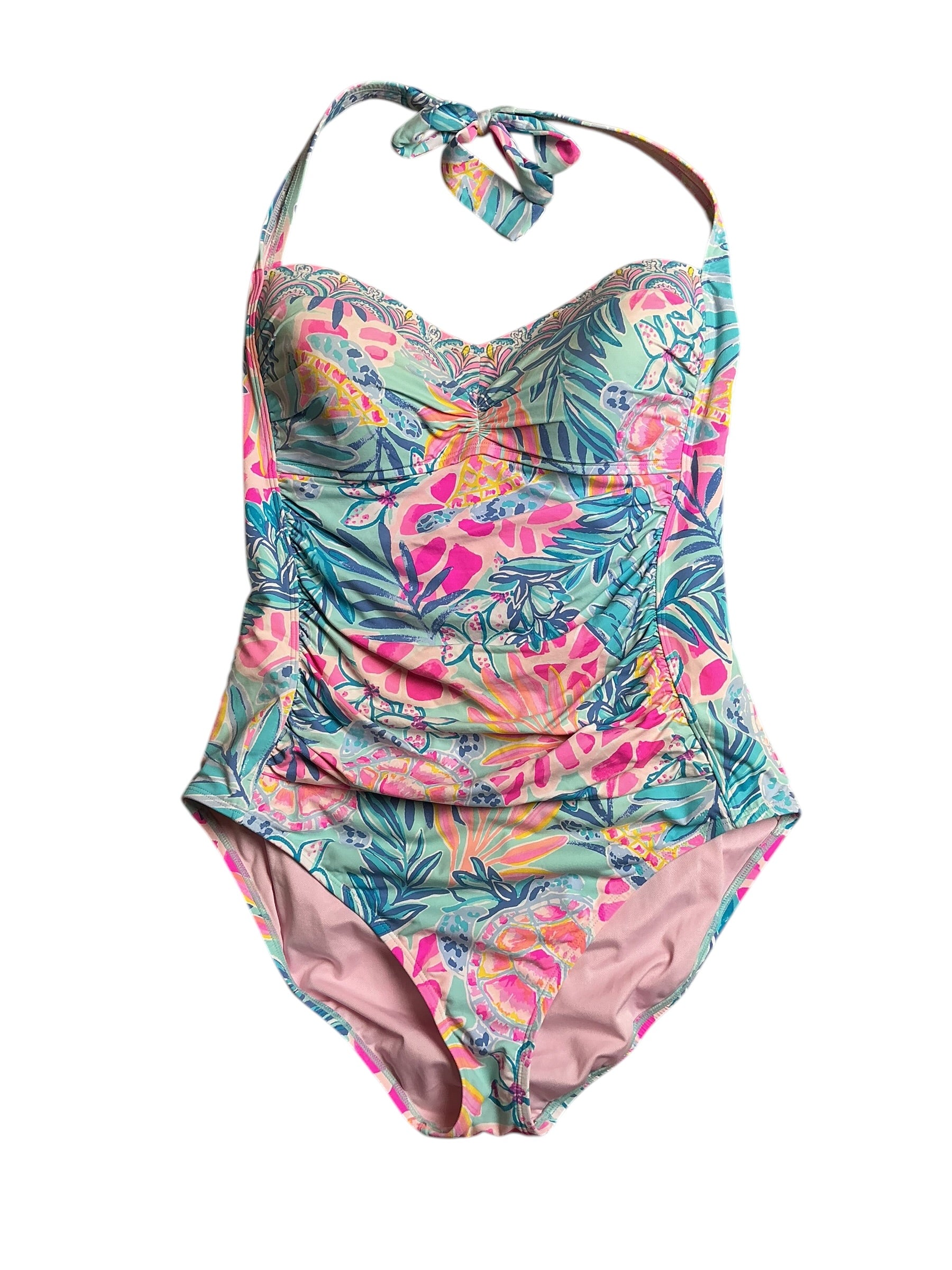 Lilly Pulitzer Kolka One Piece Swimsuit - Sea Glass Aqua Rainforest Retreat Engineered One Piece - Size 14